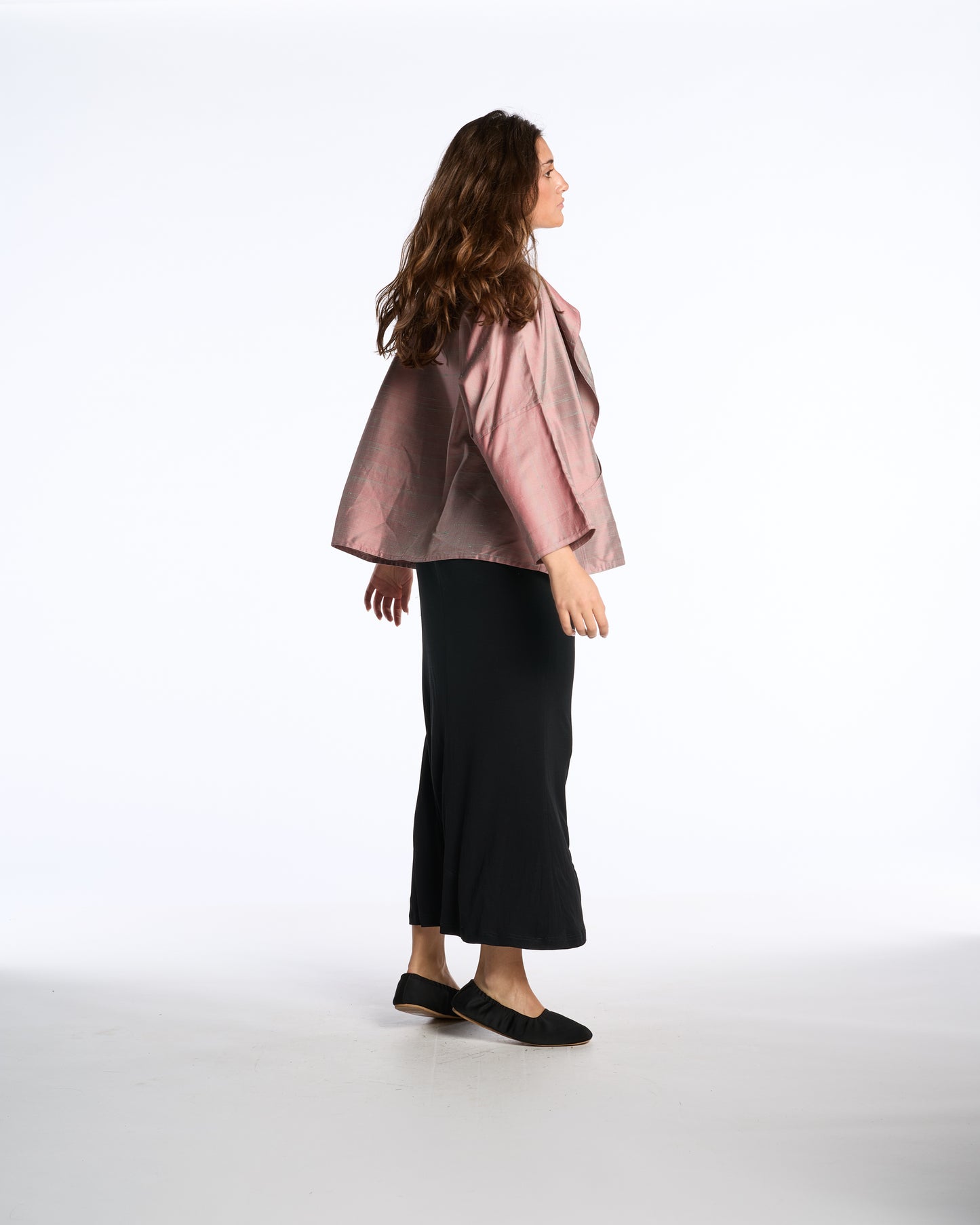 Zoran 1990s Rose Matted Silk Asymmetric Wrap Jacket