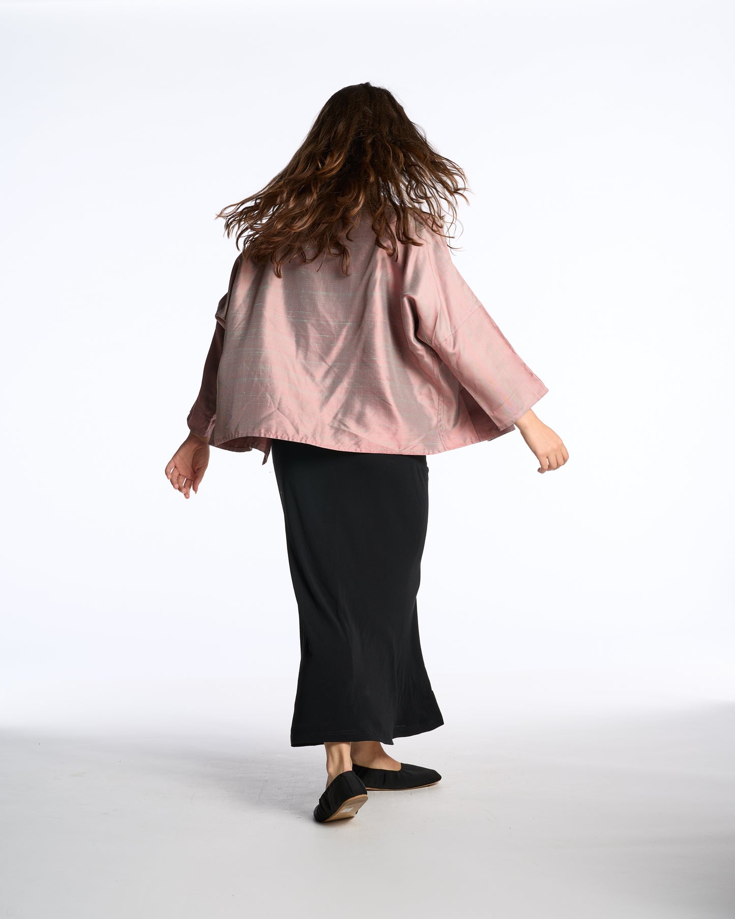 Zoran 1990s Rose Matted Silk Asymmetric Wrap Jacket