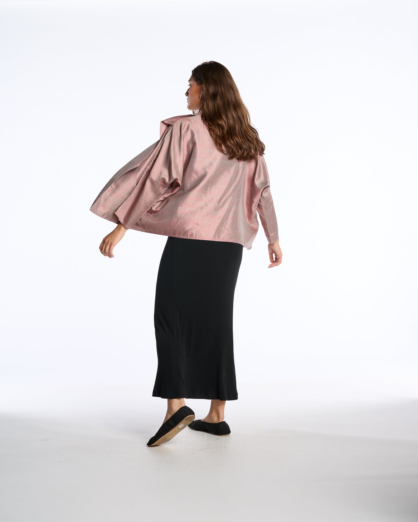Zoran 1990s Rose Matted Silk Asymmetric Wrap Jacket
