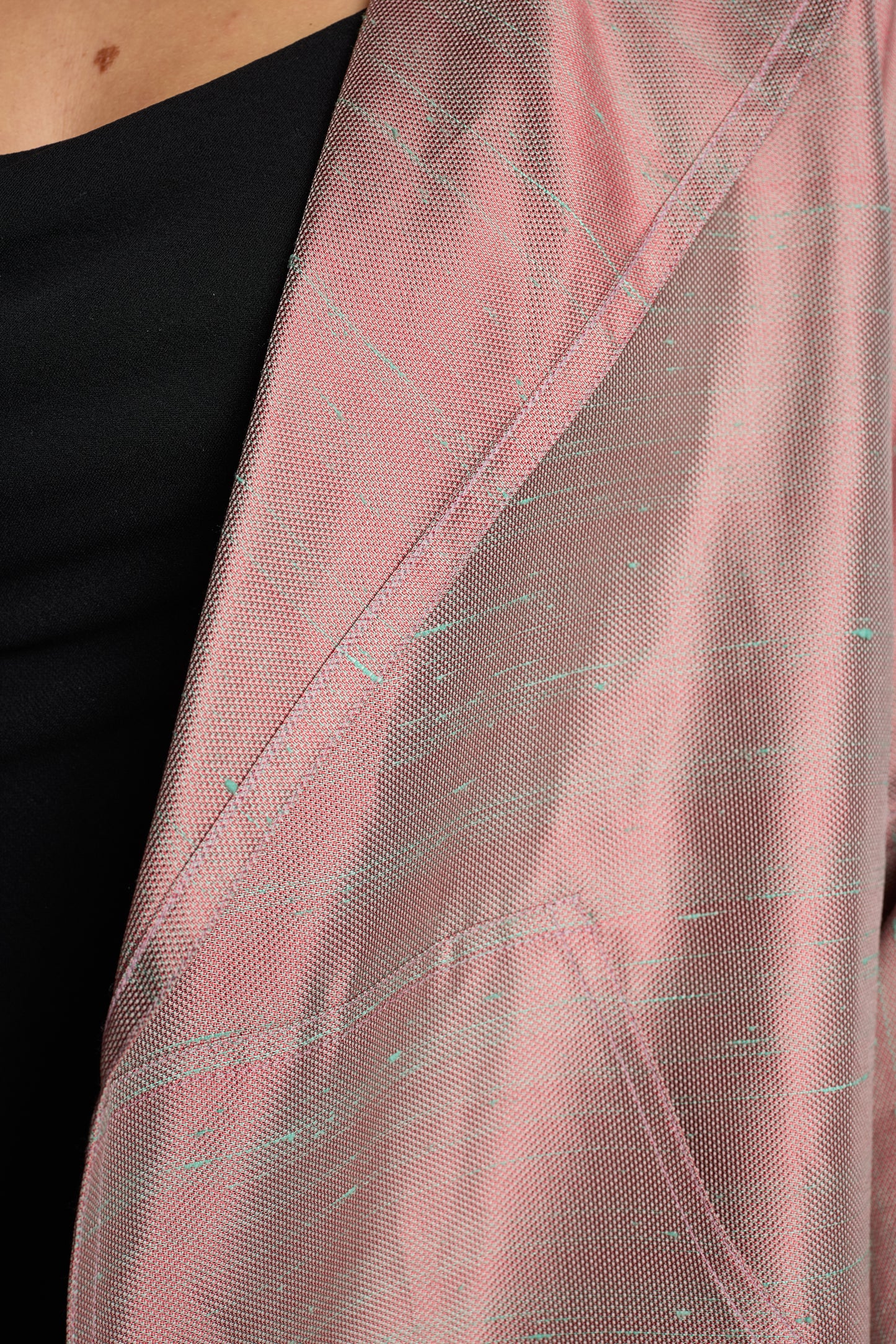 Zoran 1990s Rose Matted Silk Asymmetric Wrap Jacket