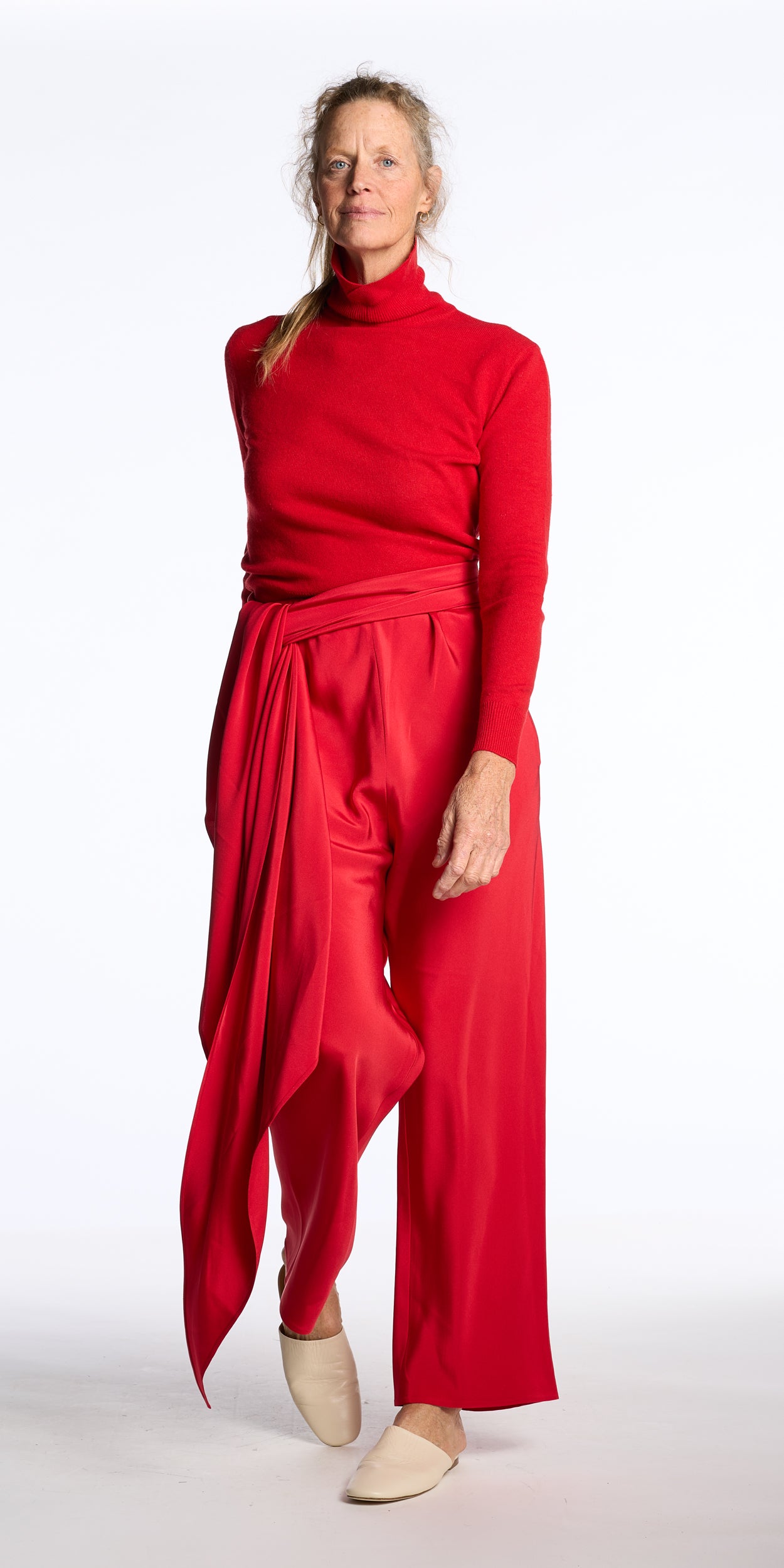 Krizia 1980s Cherry Wool-Angora Blend Turtleneck Sweater