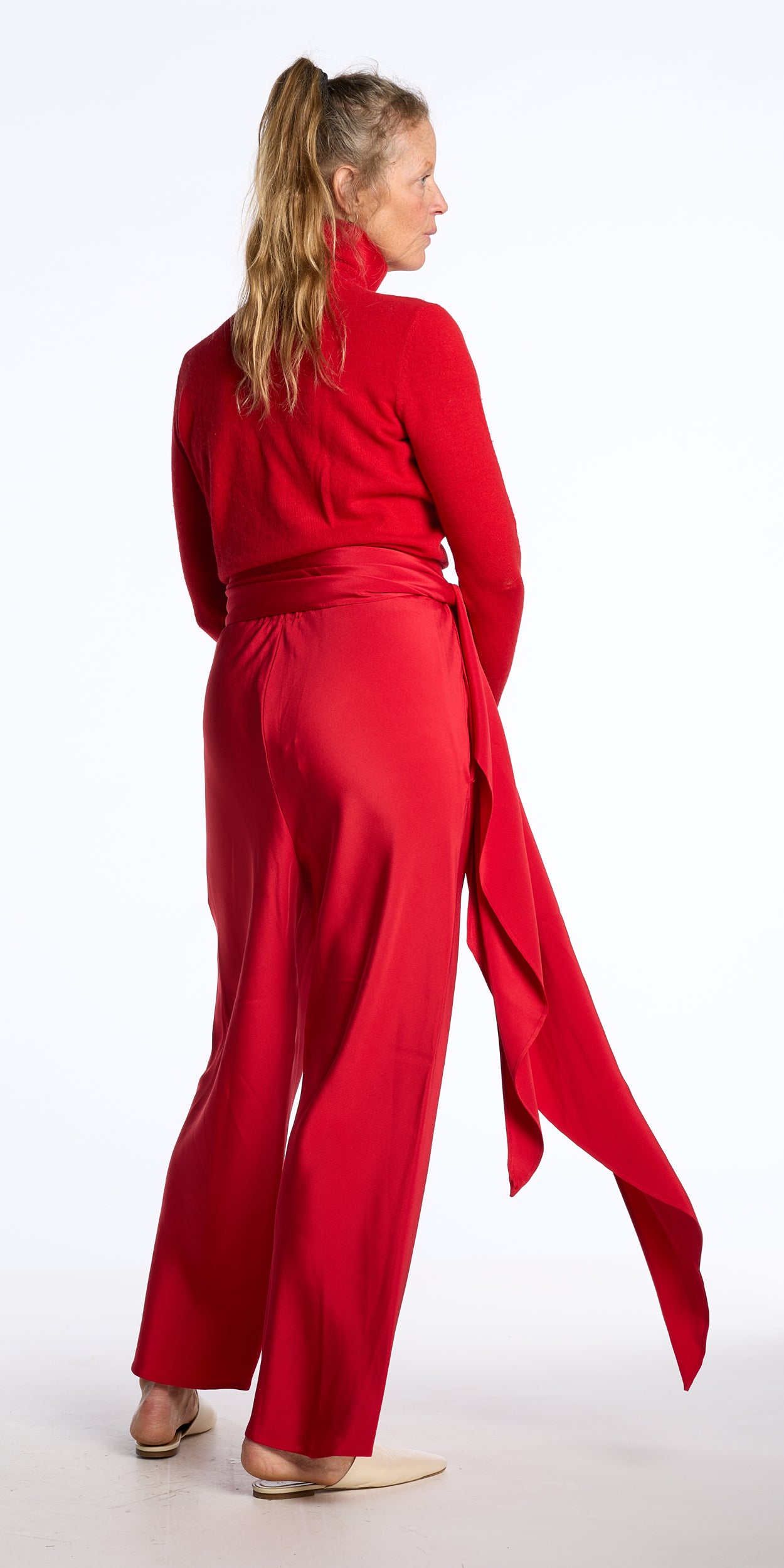 Krizia 1980s Cherry Wool-Angora Blend Turtleneck Sweater