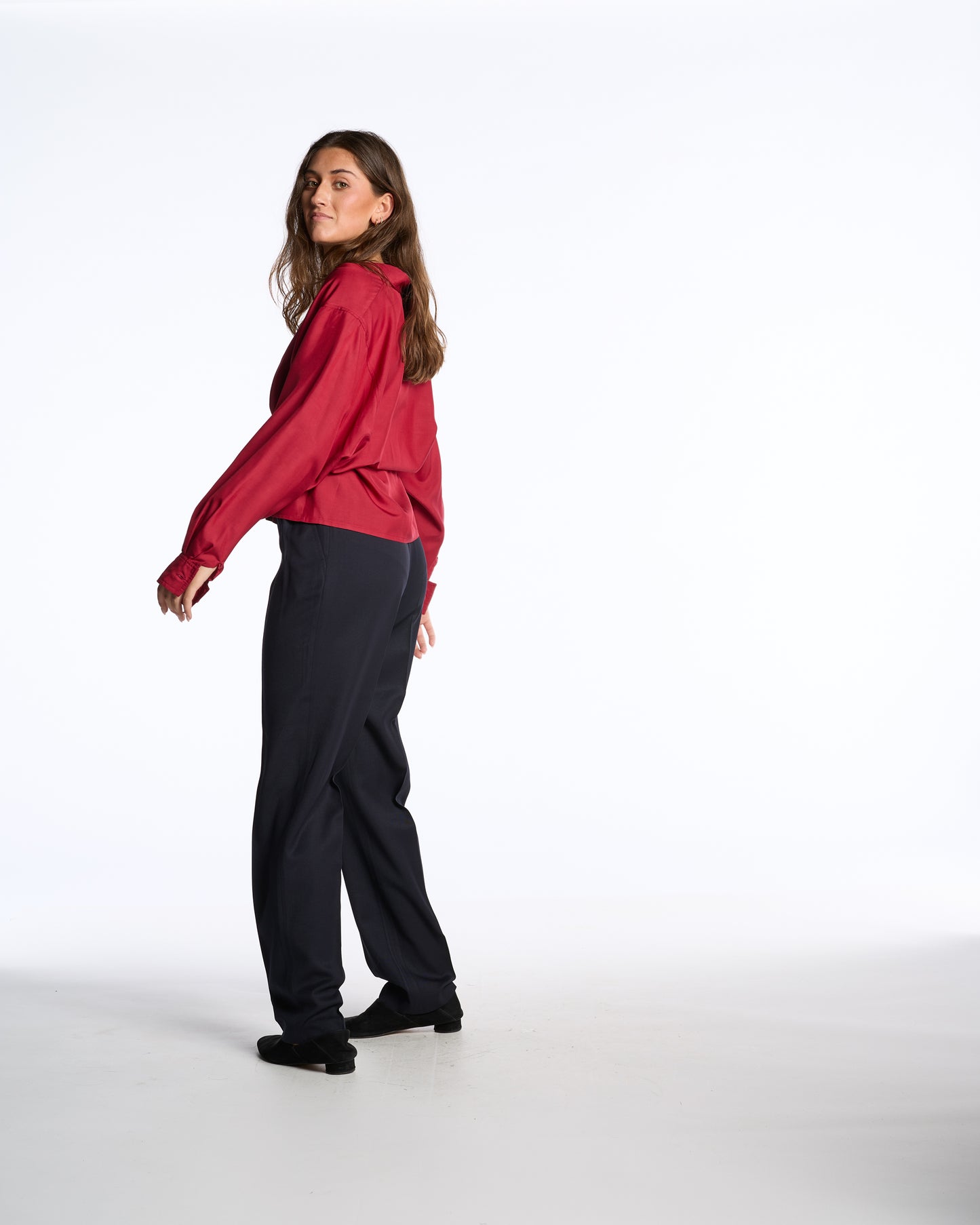 Valentino Miss V 1980s Deep Navy Gabardine Wool Trousers