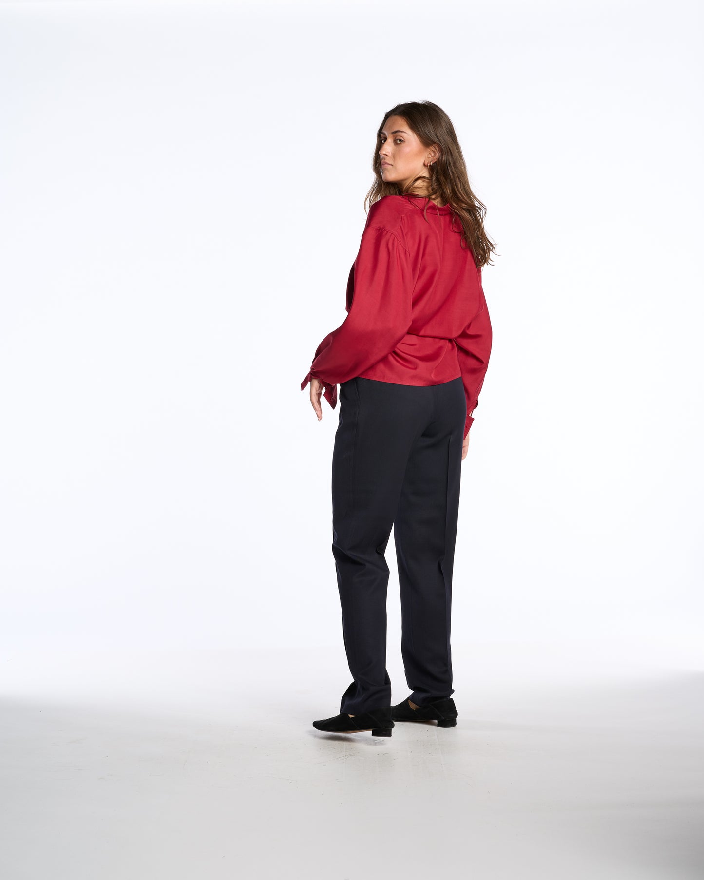 Valentino Miss V 1980s Deep Navy Gabardine Wool Trousers