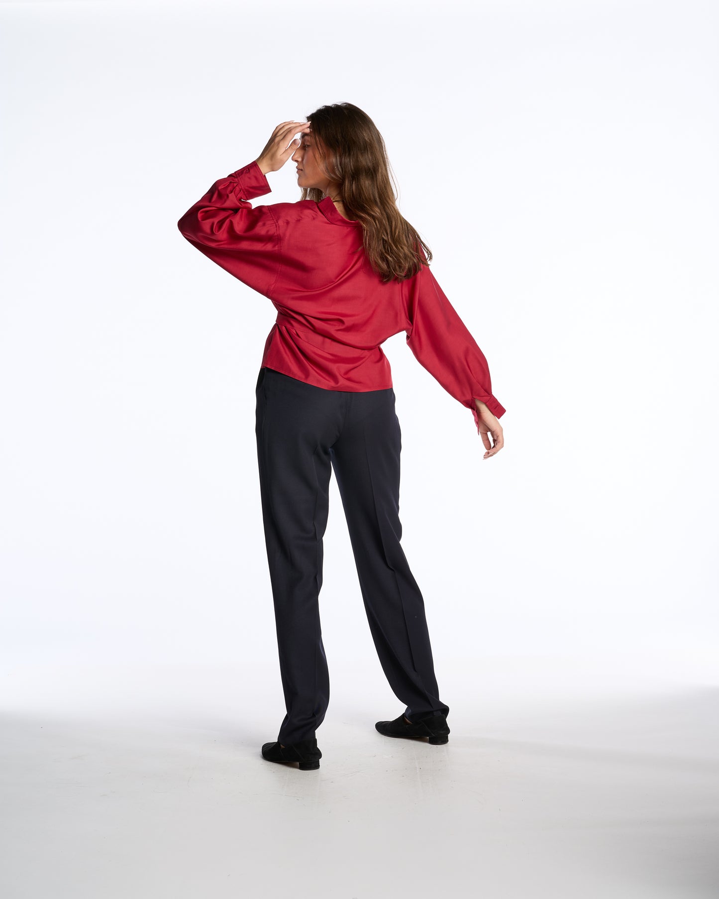 Valentino Miss V 1980s Deep Navy Gabardine Wool Trousers