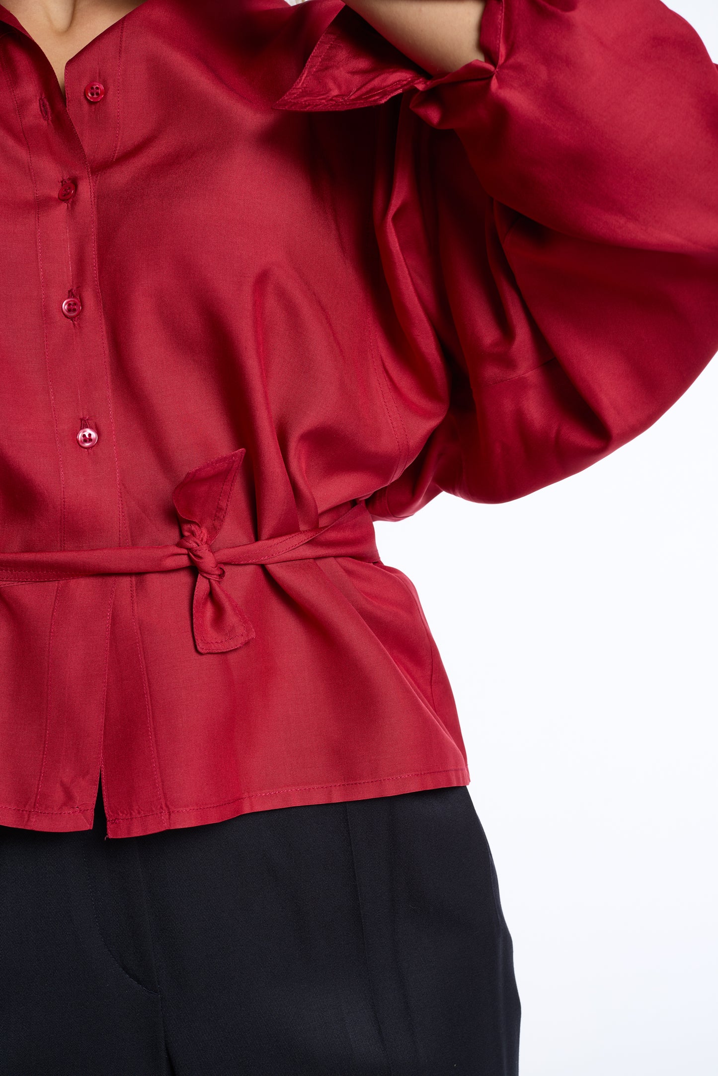 Pauline 1980s Silk Cherry Dolman Sleeve Blouse