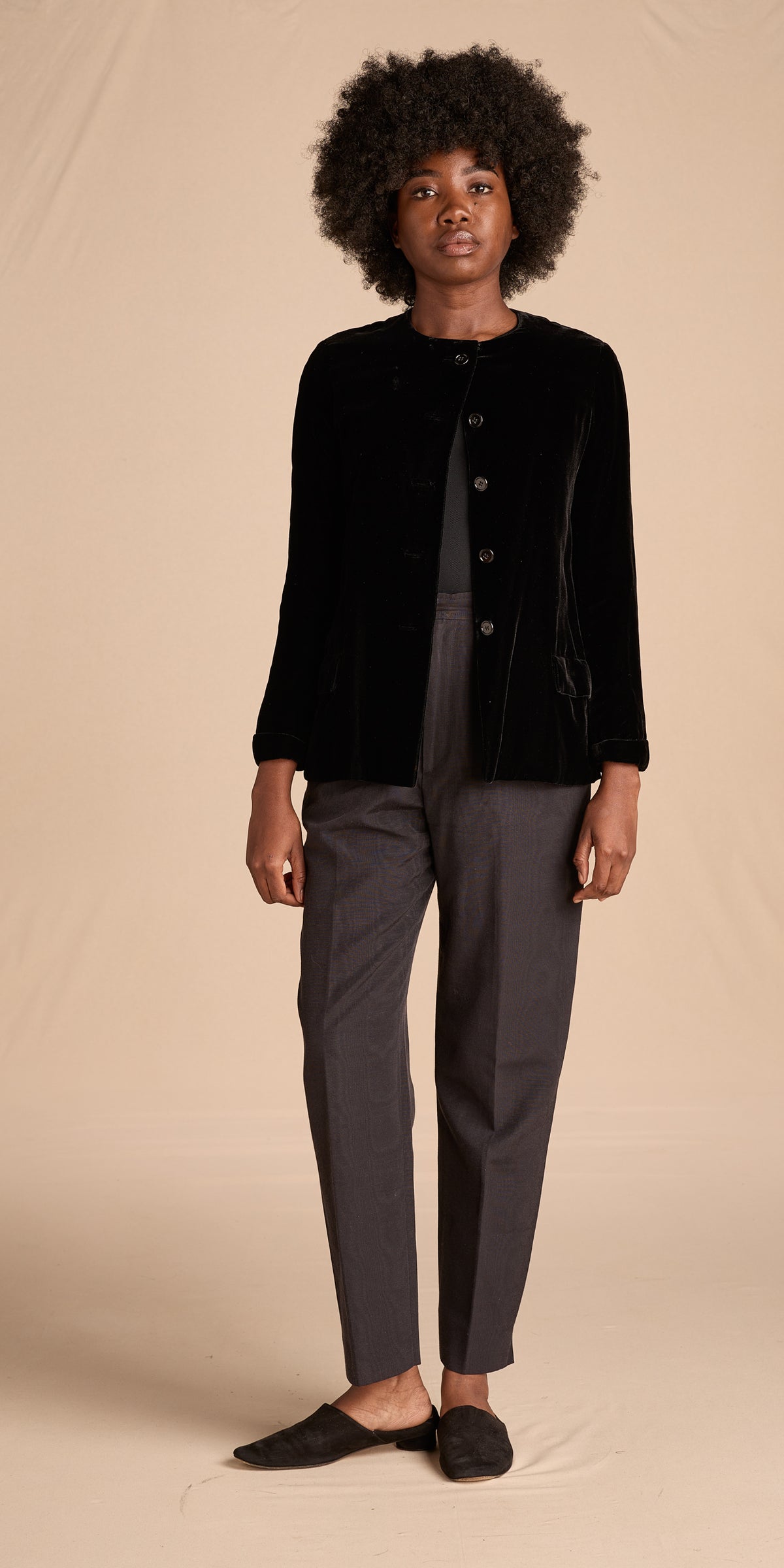 Halston 1970s Black Velvet Jacket