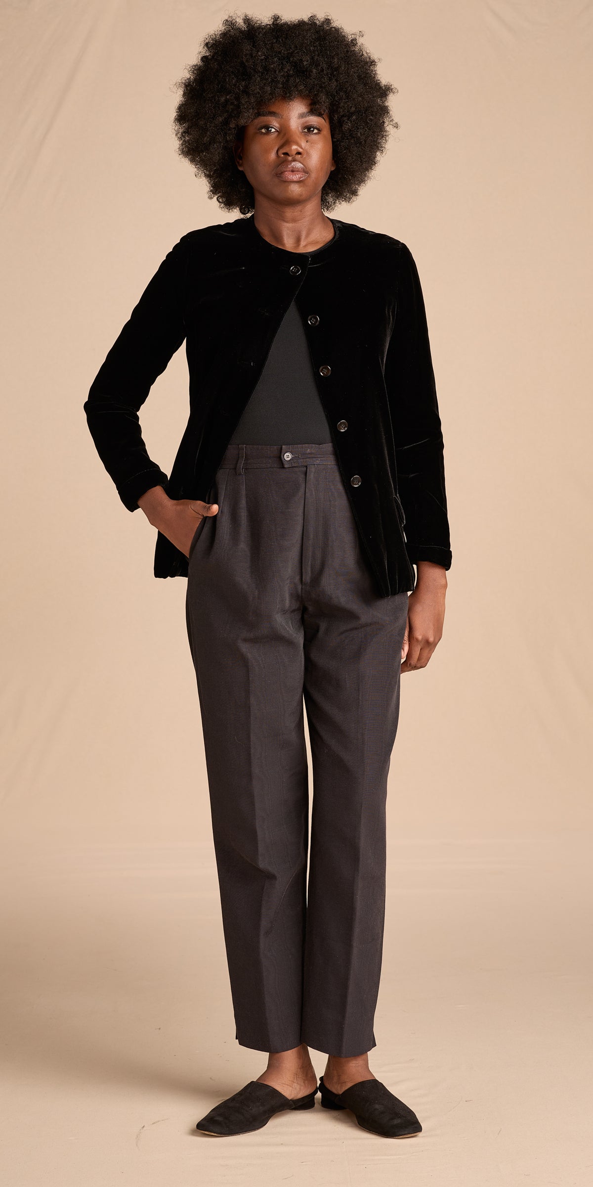 Halston 1970s Black Velvet Jacket
