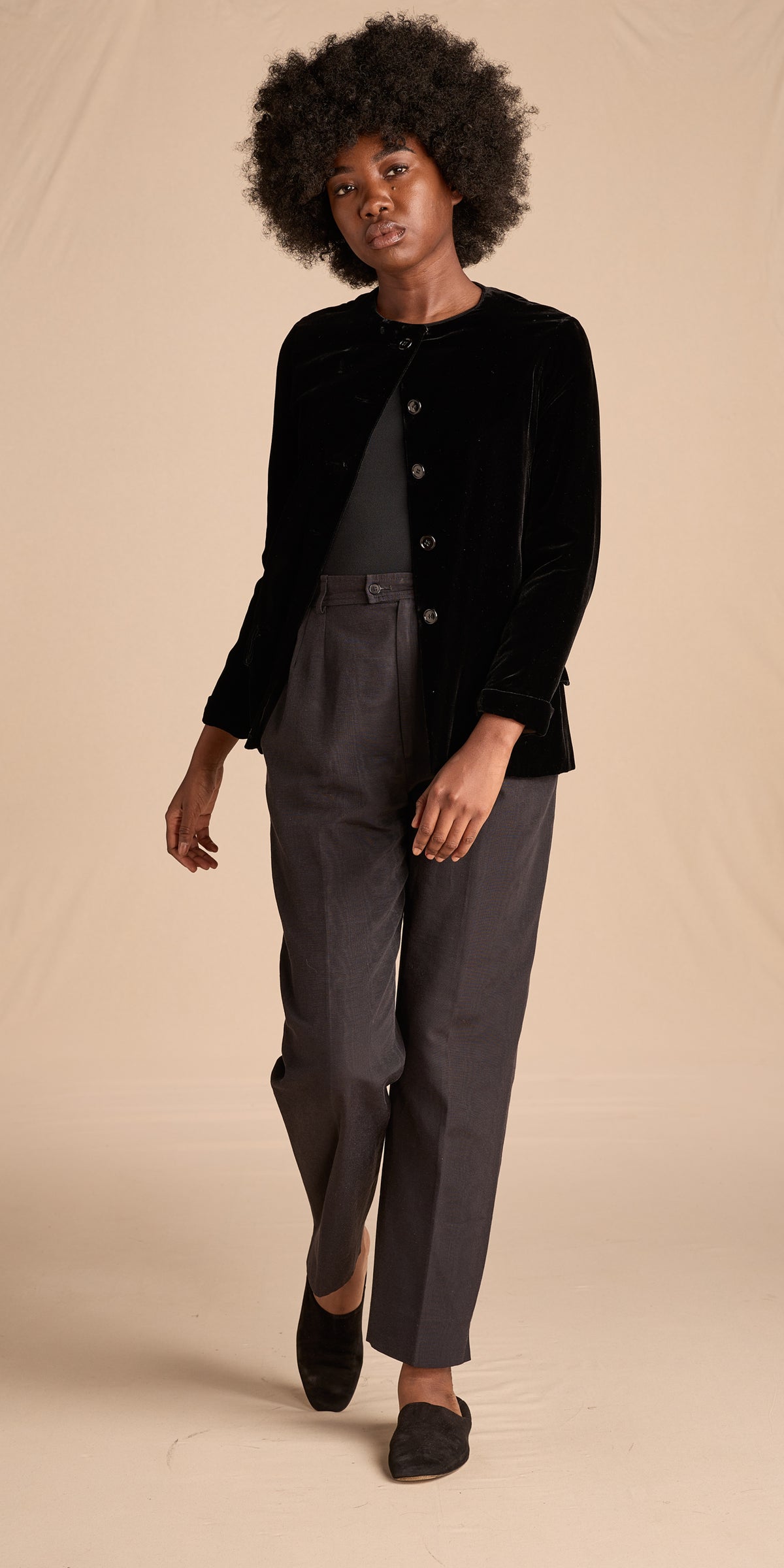 Yves Saint Laurent 1990s Black Moiré Trouser Pants