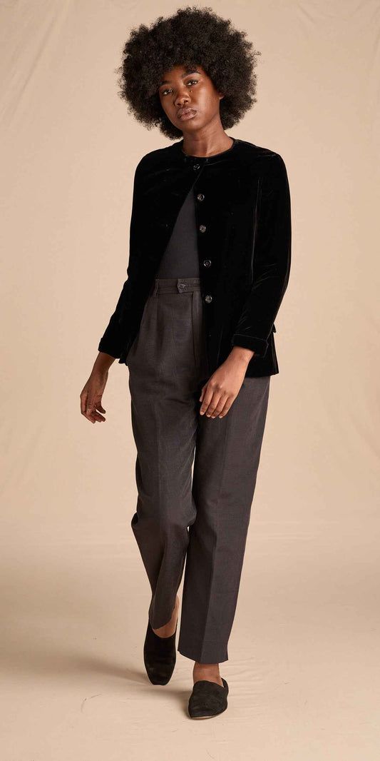 Yves Saint Laurent 1990s Black Moiré Trouser Pants