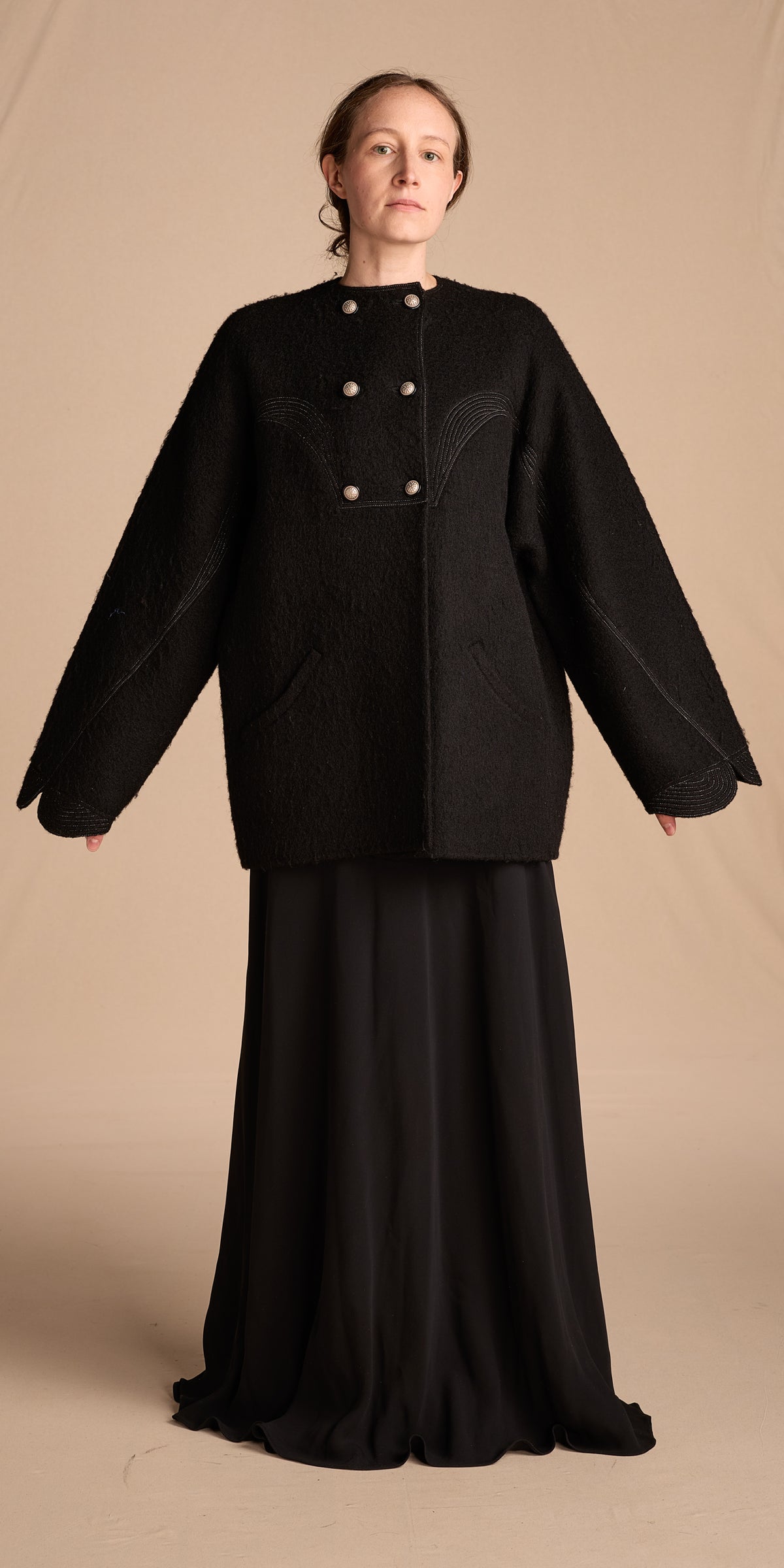 Geoffrey Beene Fall/Winter 1995 Black Double Faced Wool Coat