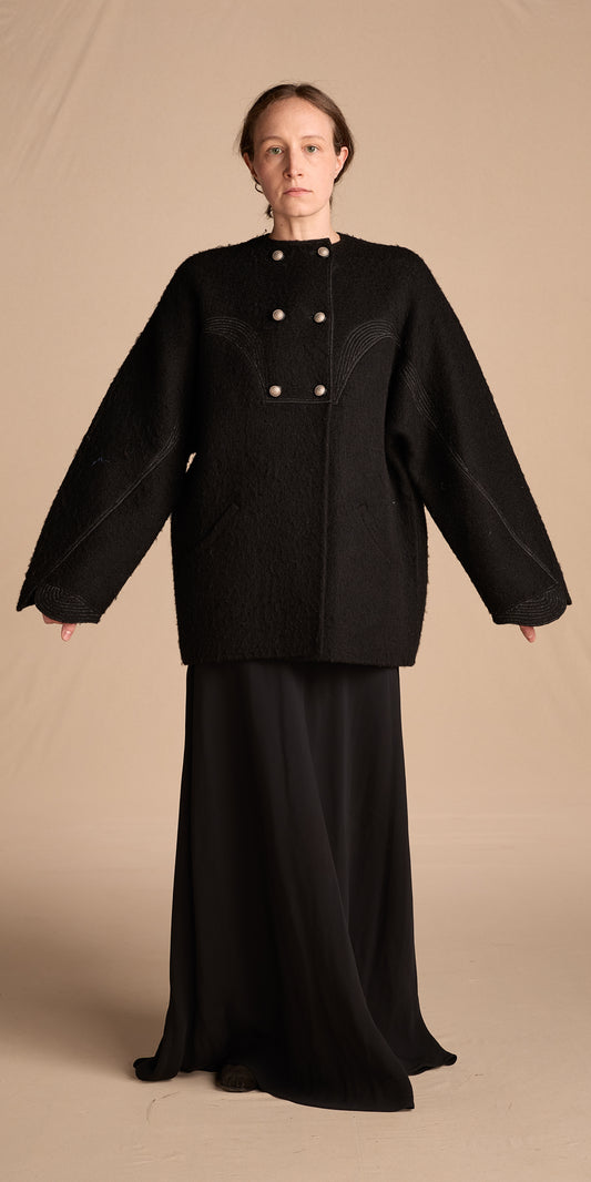 Geoffrey Beene Fall/Winter 1995 Black Double Faced Wool Coat