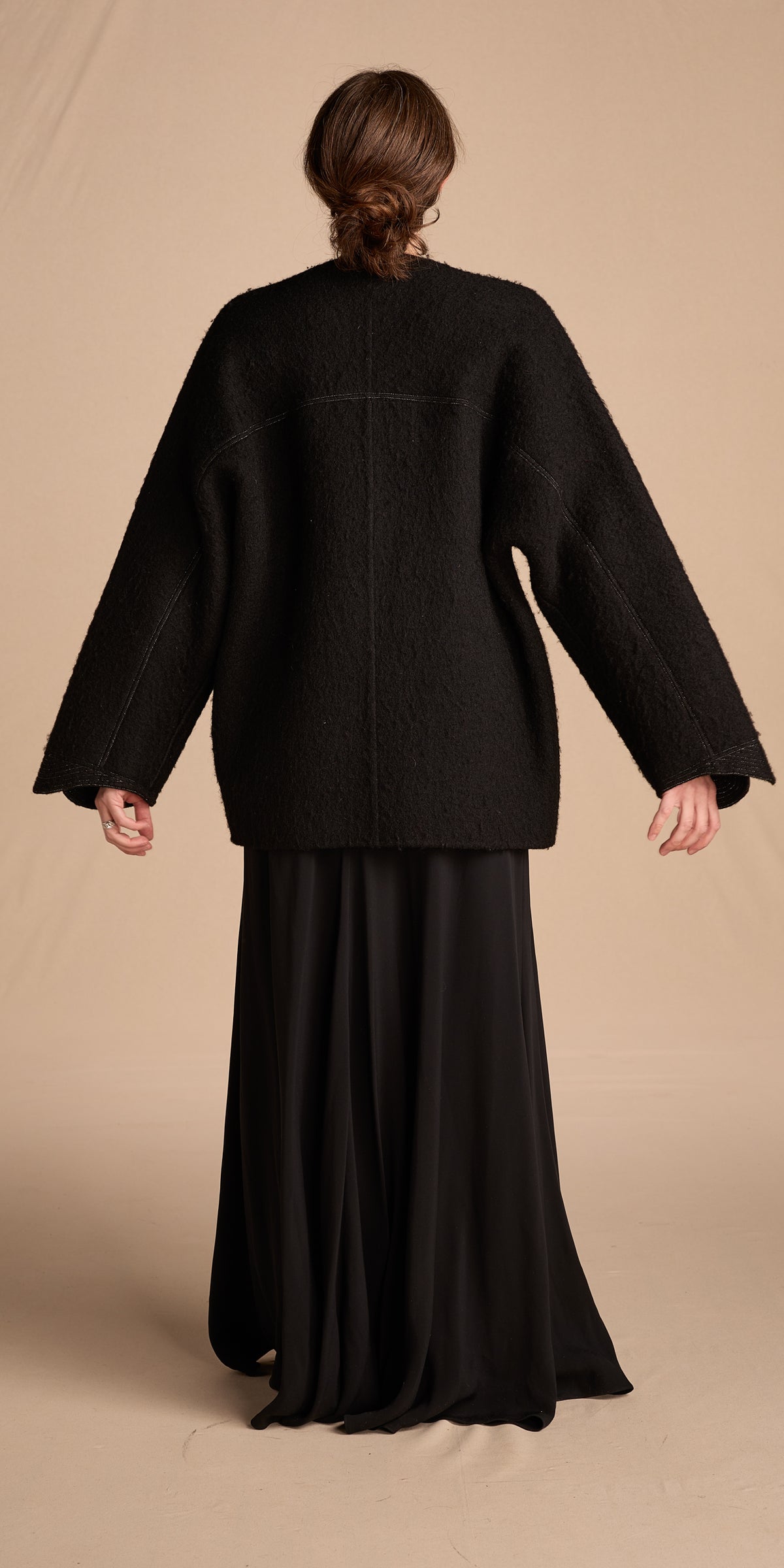 Geoffrey Beene Fall/Winter 1995 Black Double Faced Wool Coat