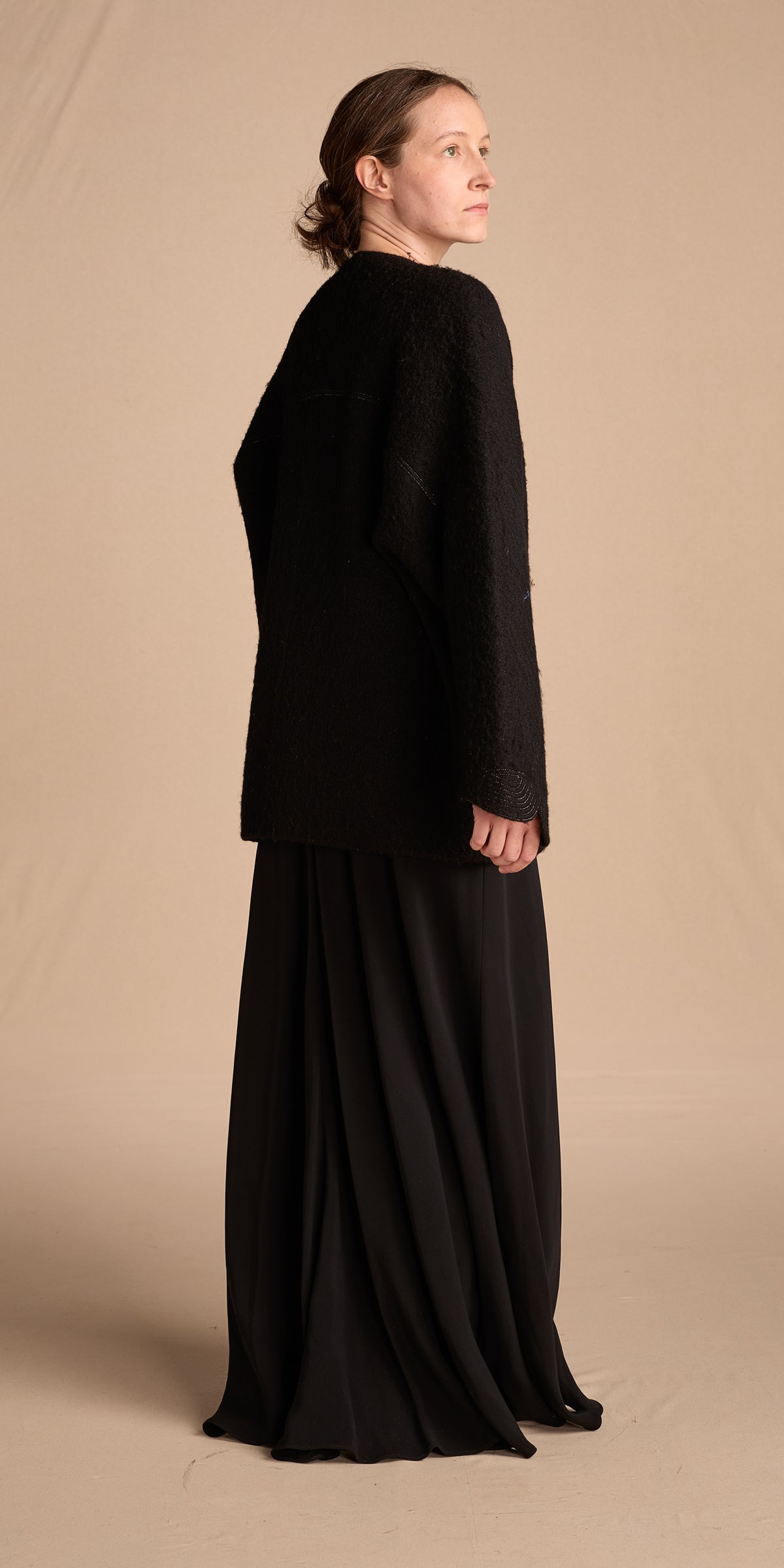 Geoffrey Beene Fall/Winter 1995 Black Double Faced Wool Coat