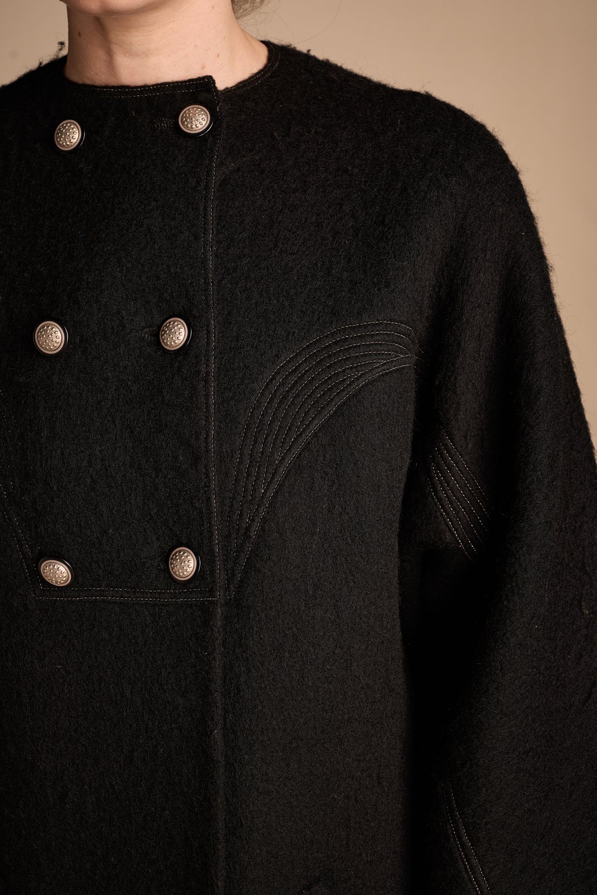 Geoffrey Beene Fall/Winter 1995 Black Double Faced Wool Coat