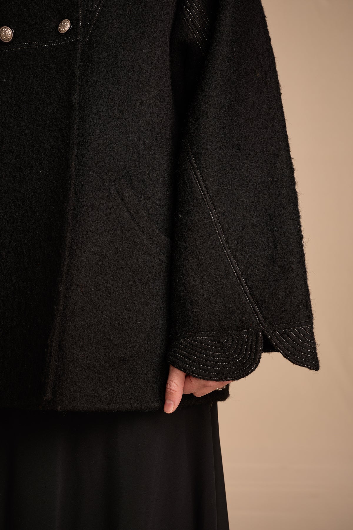 Geoffrey Beene Fall/Winter 1995 Black Double Faced Wool Coat