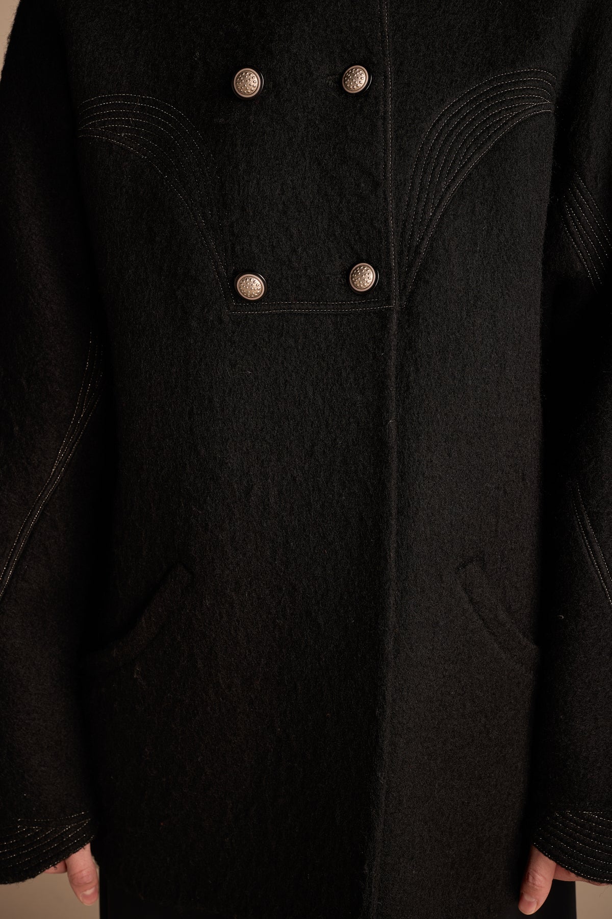 Geoffrey Beene Fall/Winter 1995 Black Double Faced Wool Coat
