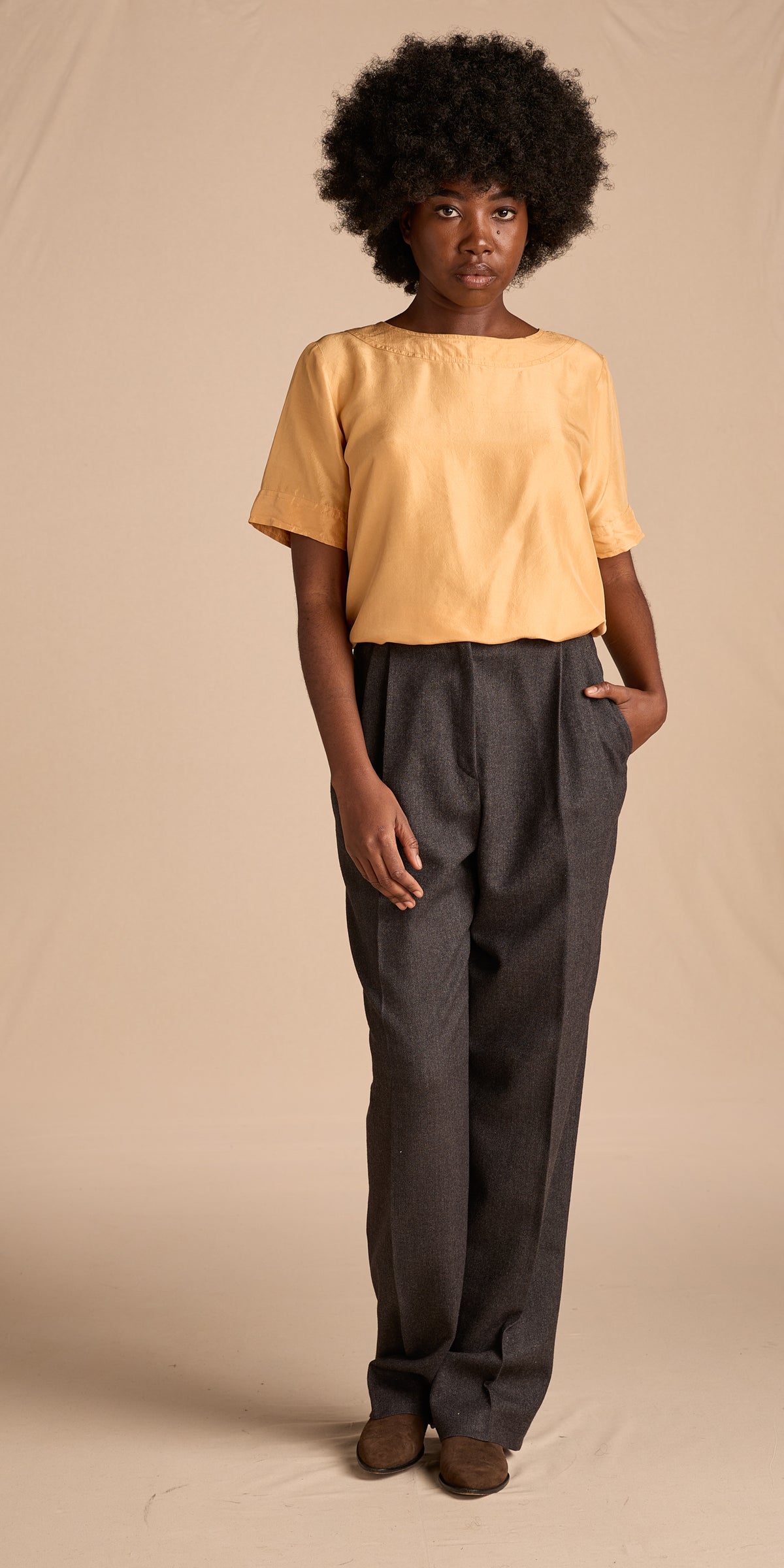 Yves Saint Laurent 1980s Mustard Silk Top