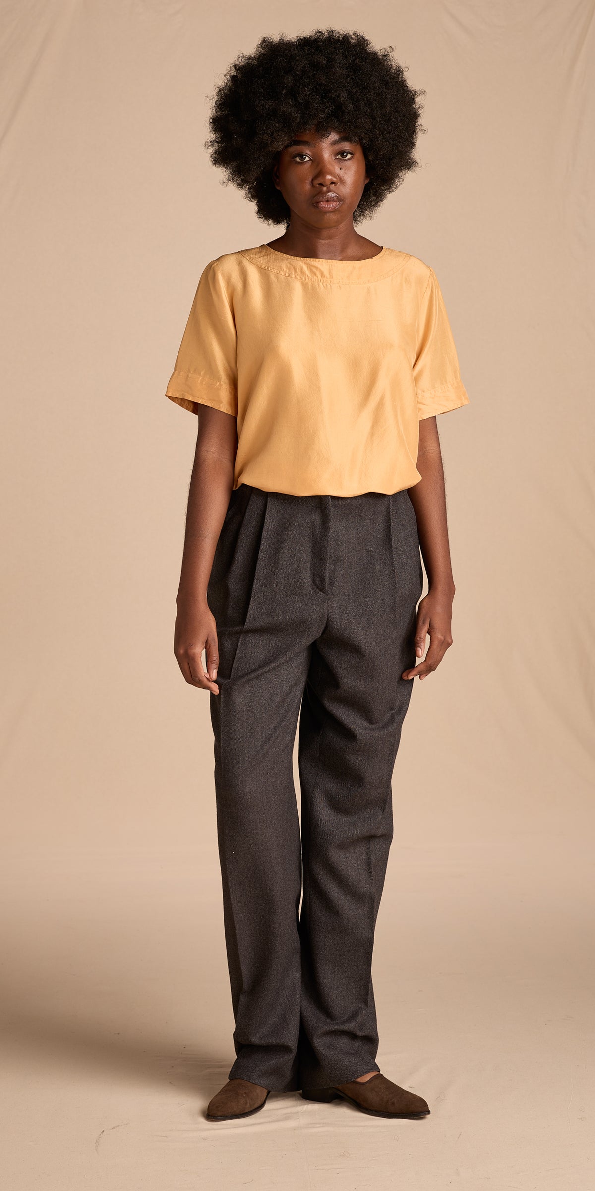 Yves Saint Laurent 1980s Mustard Silk Top