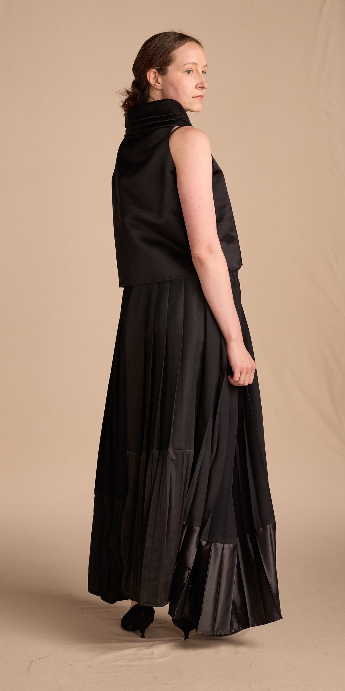 Zoran 1980s Black Silk Cowl Neck Tank Top
