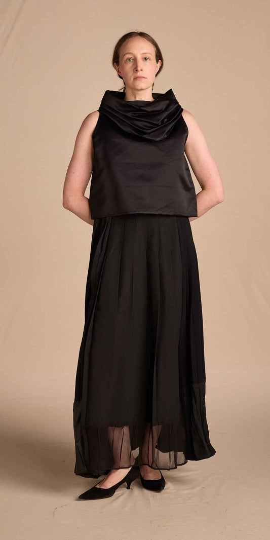 Zoran 1980s Black Silk Cowl Neck Tank Top