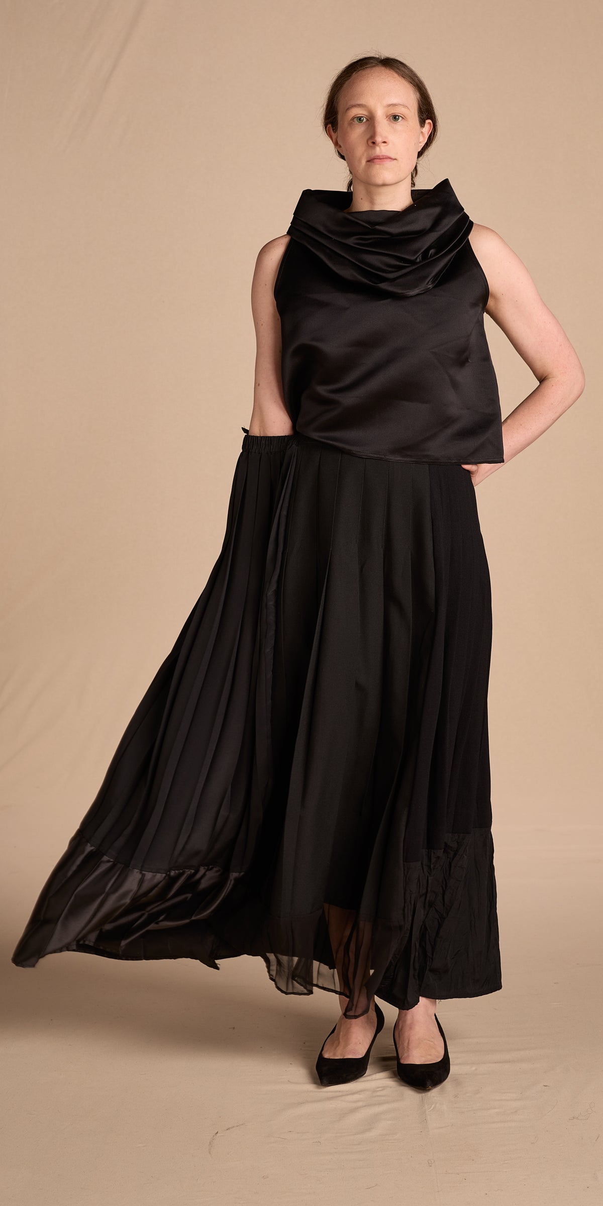 Margiela Spring/Summer 2001 Black Pleated Pieced Skirt