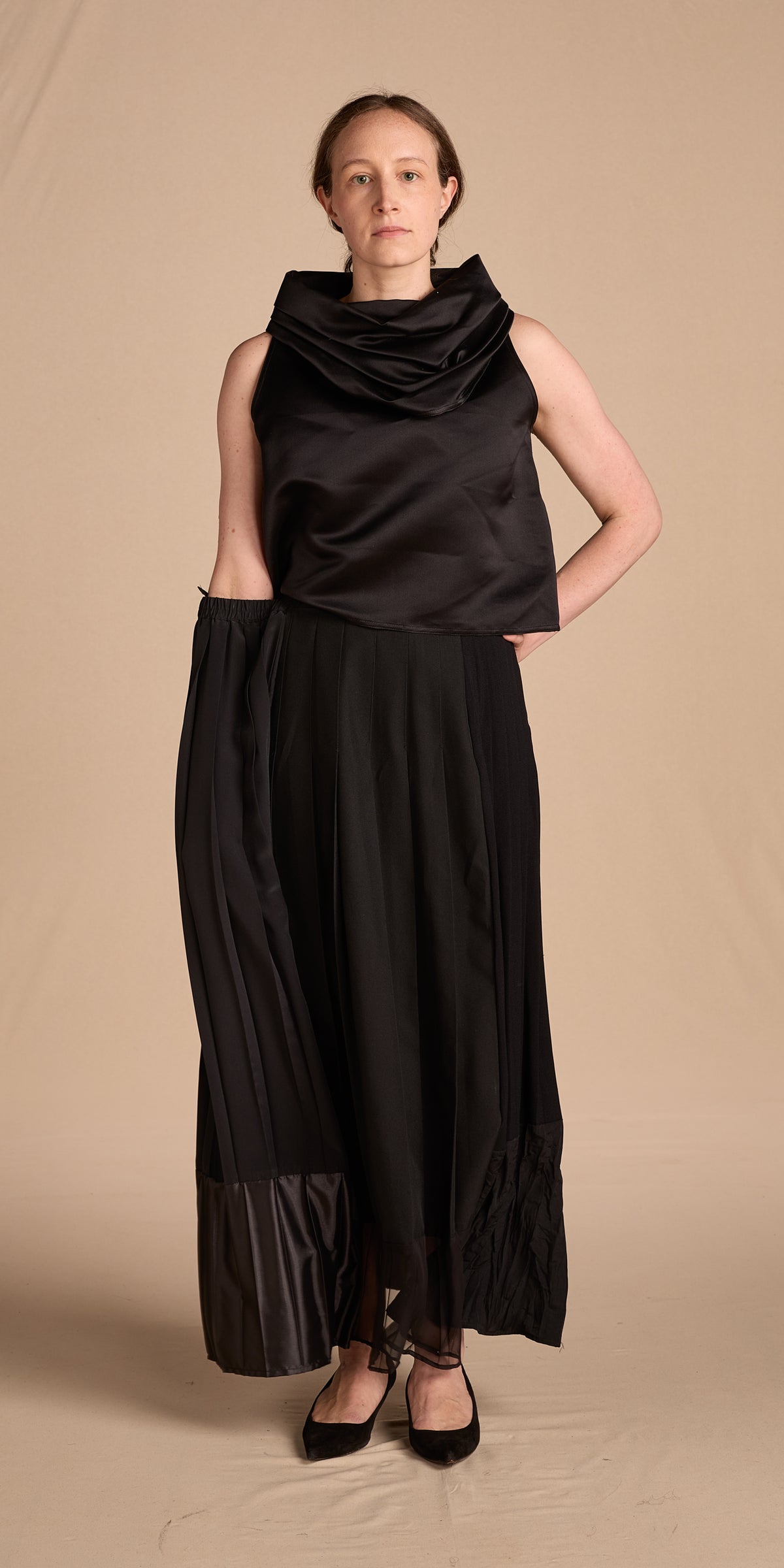 Margiela Spring/Summer 2001 Black Pleated Pieced Skirt