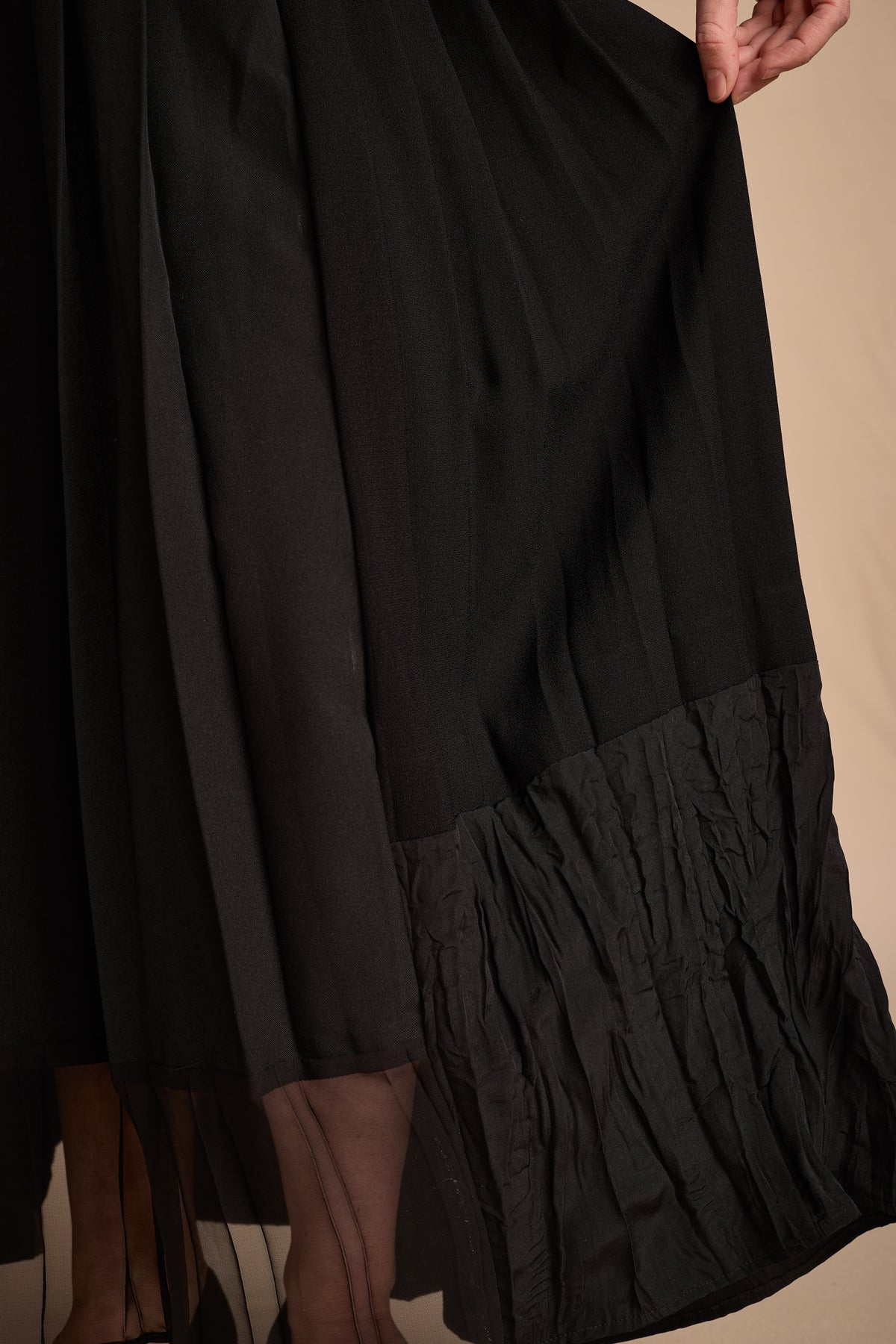 Margiela Spring/Summer 2001 Black Pleated Pieced Skirt