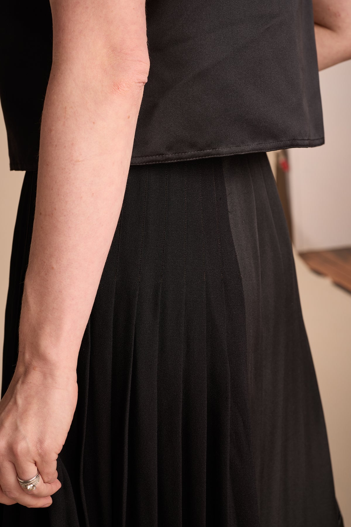 Margiela Spring/Summer 2001 Black Pleated Pieced Skirt