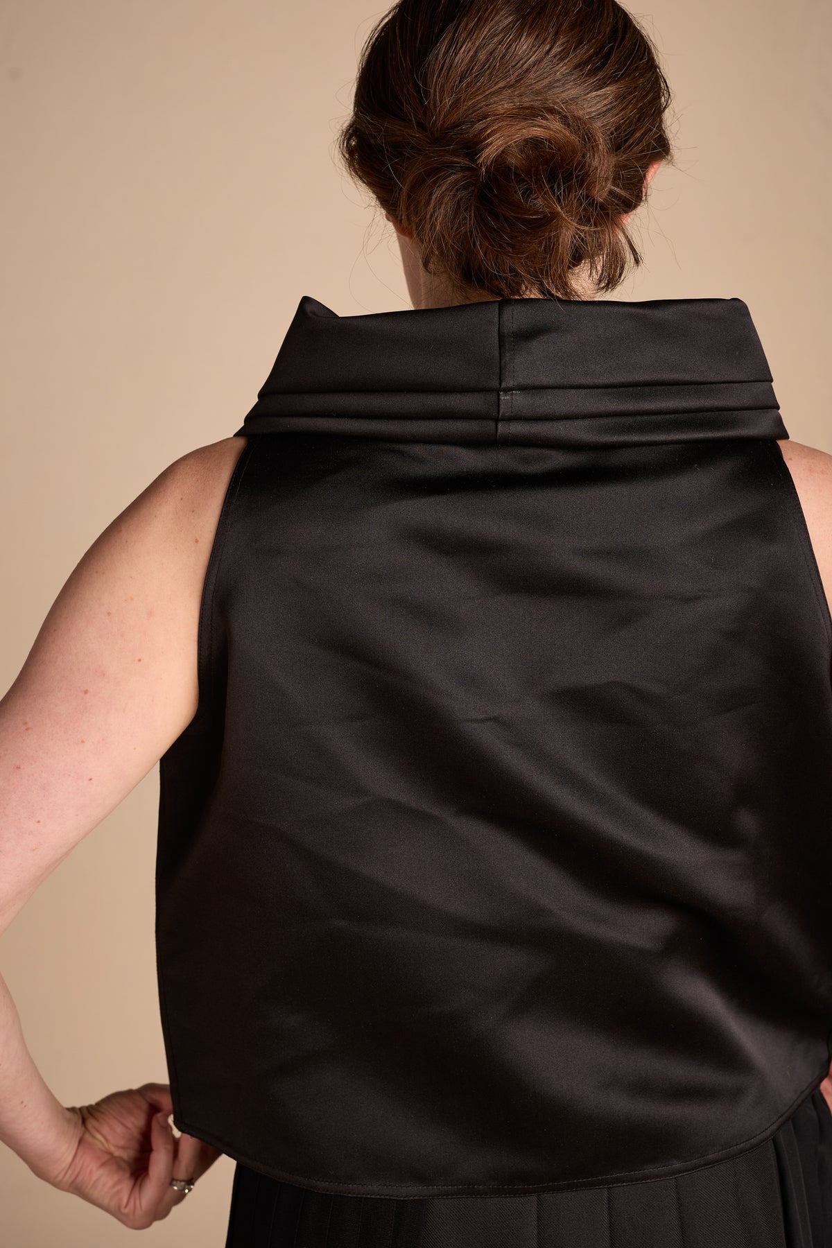 Zoran 1980s Black Silk Cowl Neck Tank Top