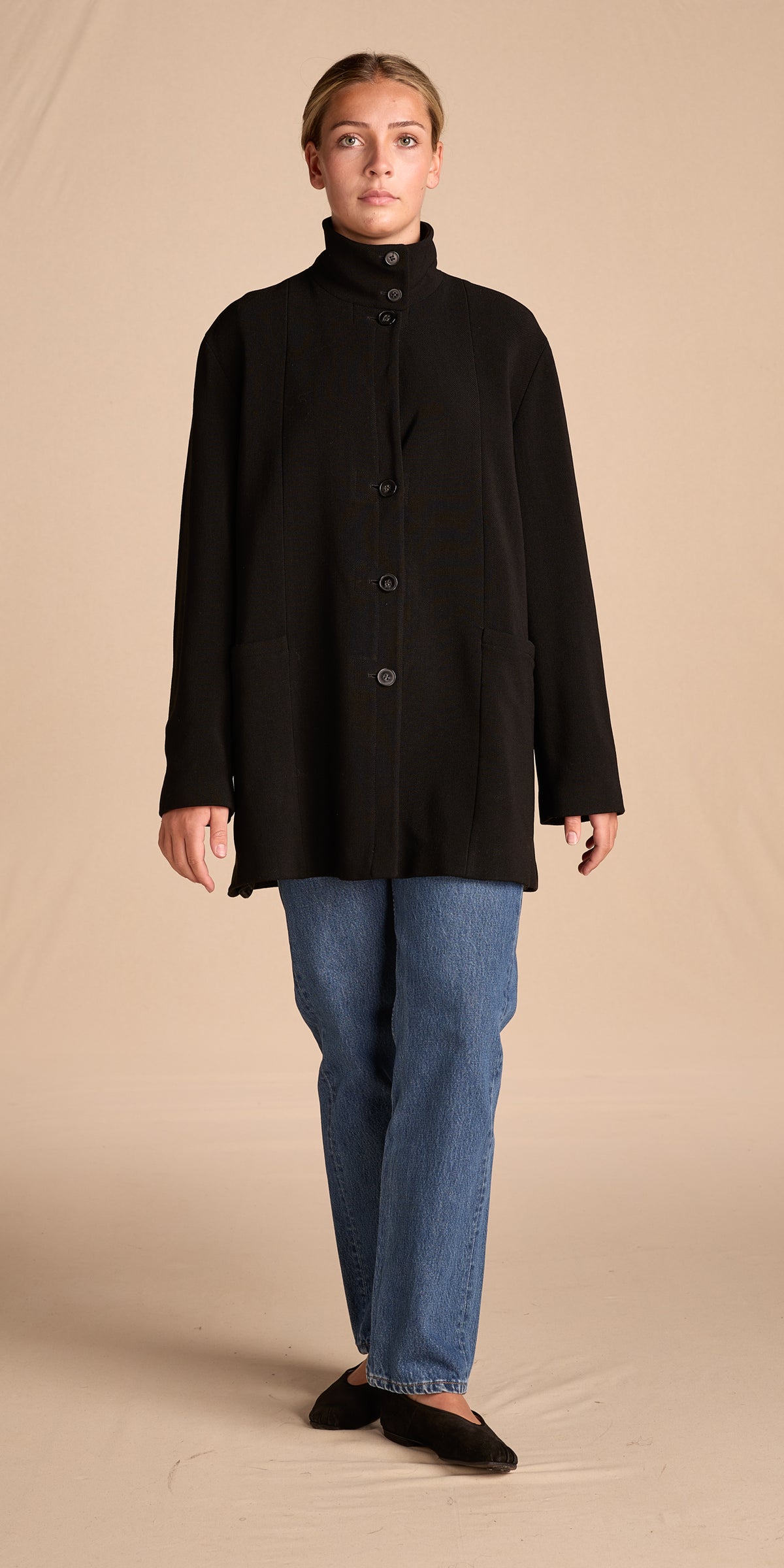 Giorgio Armani 1990s Black Swing Coat