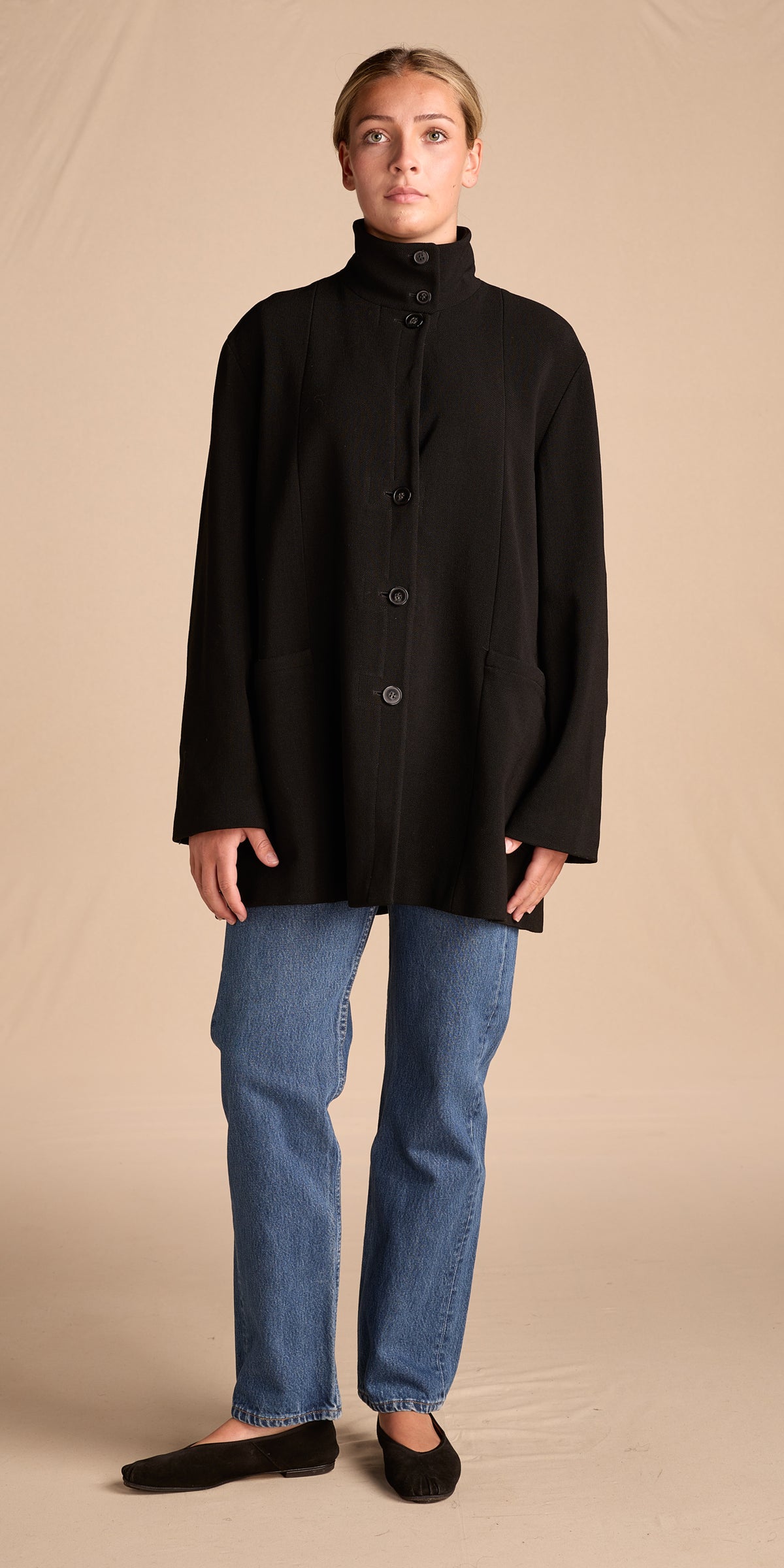 Giorgio Armani 1990s Black Swing Coat