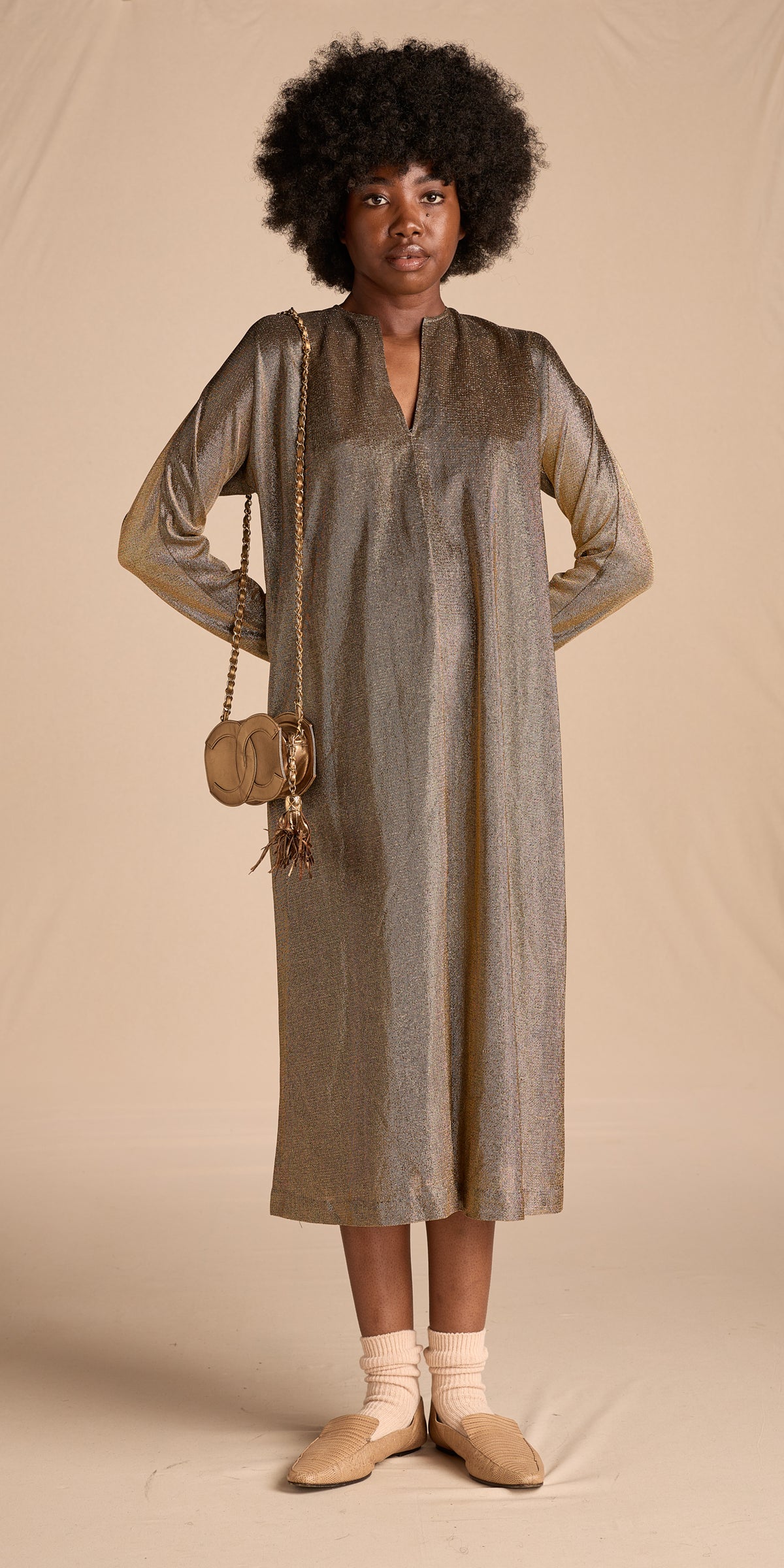 Chanel 1980s Bronze CC Logo Camera Bag