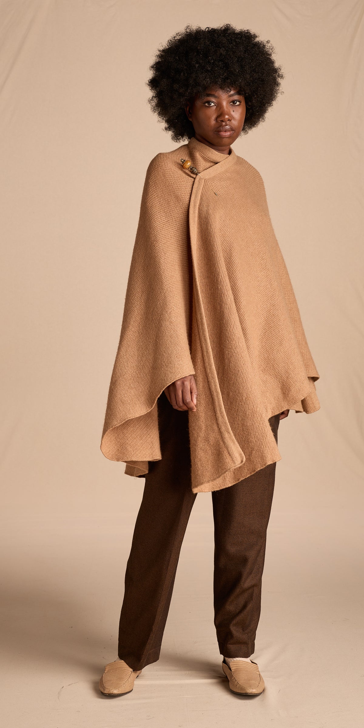 Yves Saint Laurent 1980s Tan Wool Wrap Shawl