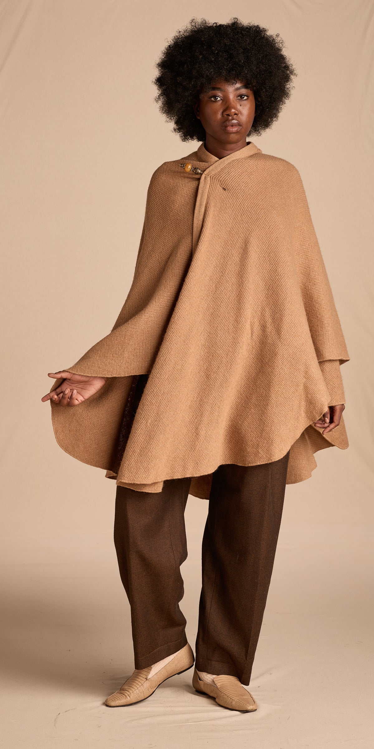 Yves Saint Laurent 1980s Tan Wool Wrap Shawl