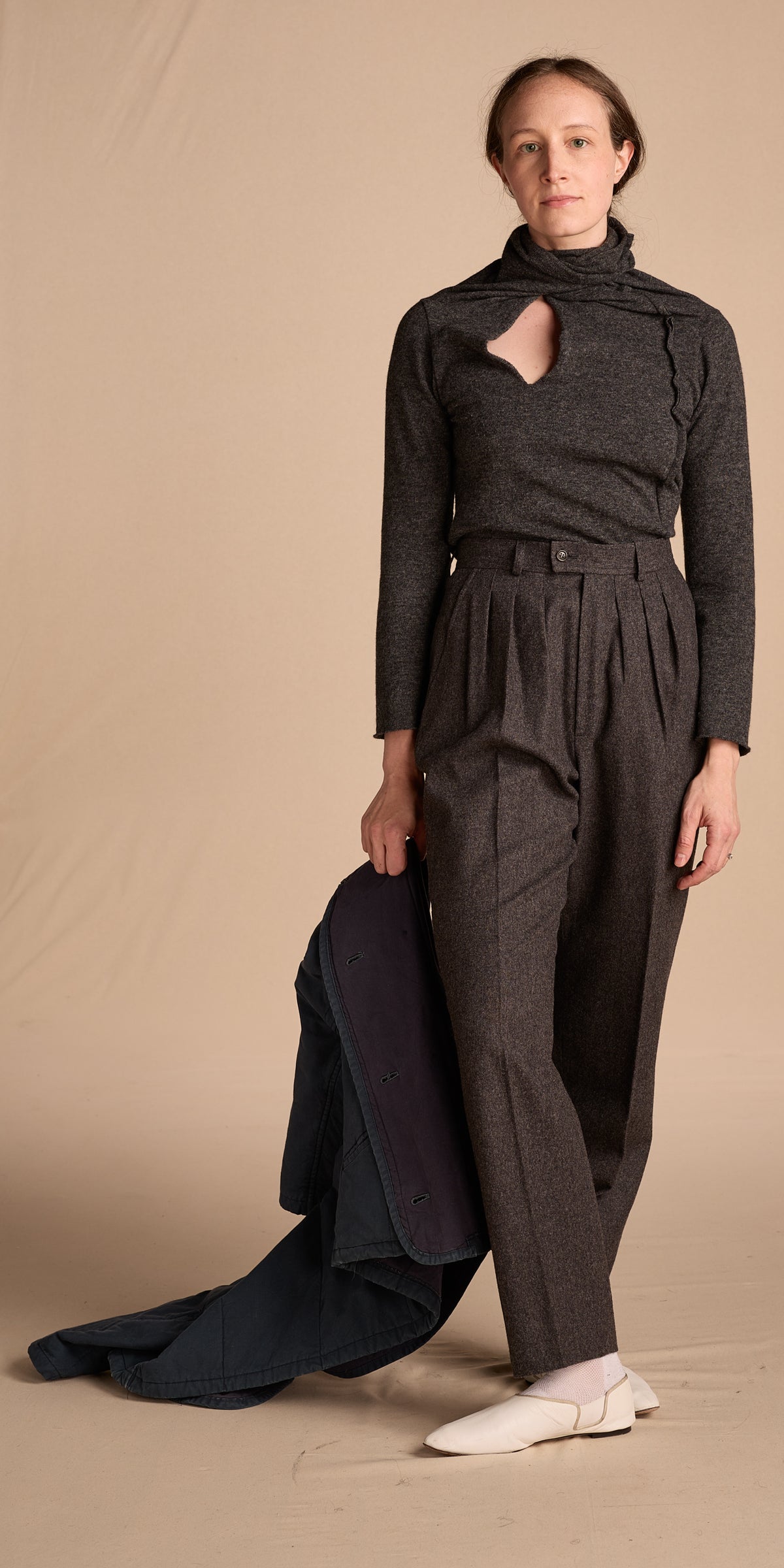 Yves Saint Laurent 1980s Gray Wool Trouser Pants