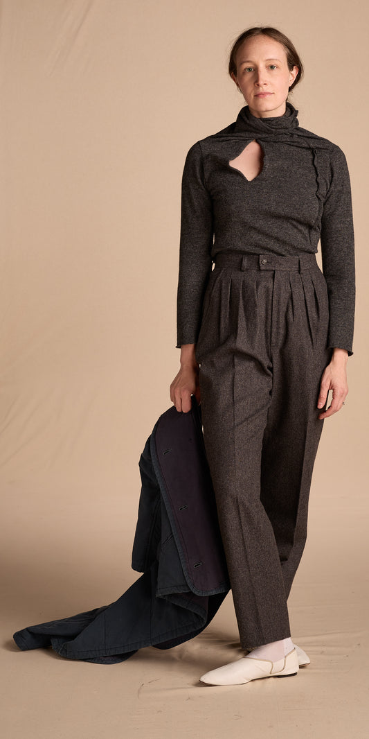Yves Saint Laurent 1980s Gray Wool Trouser Pants