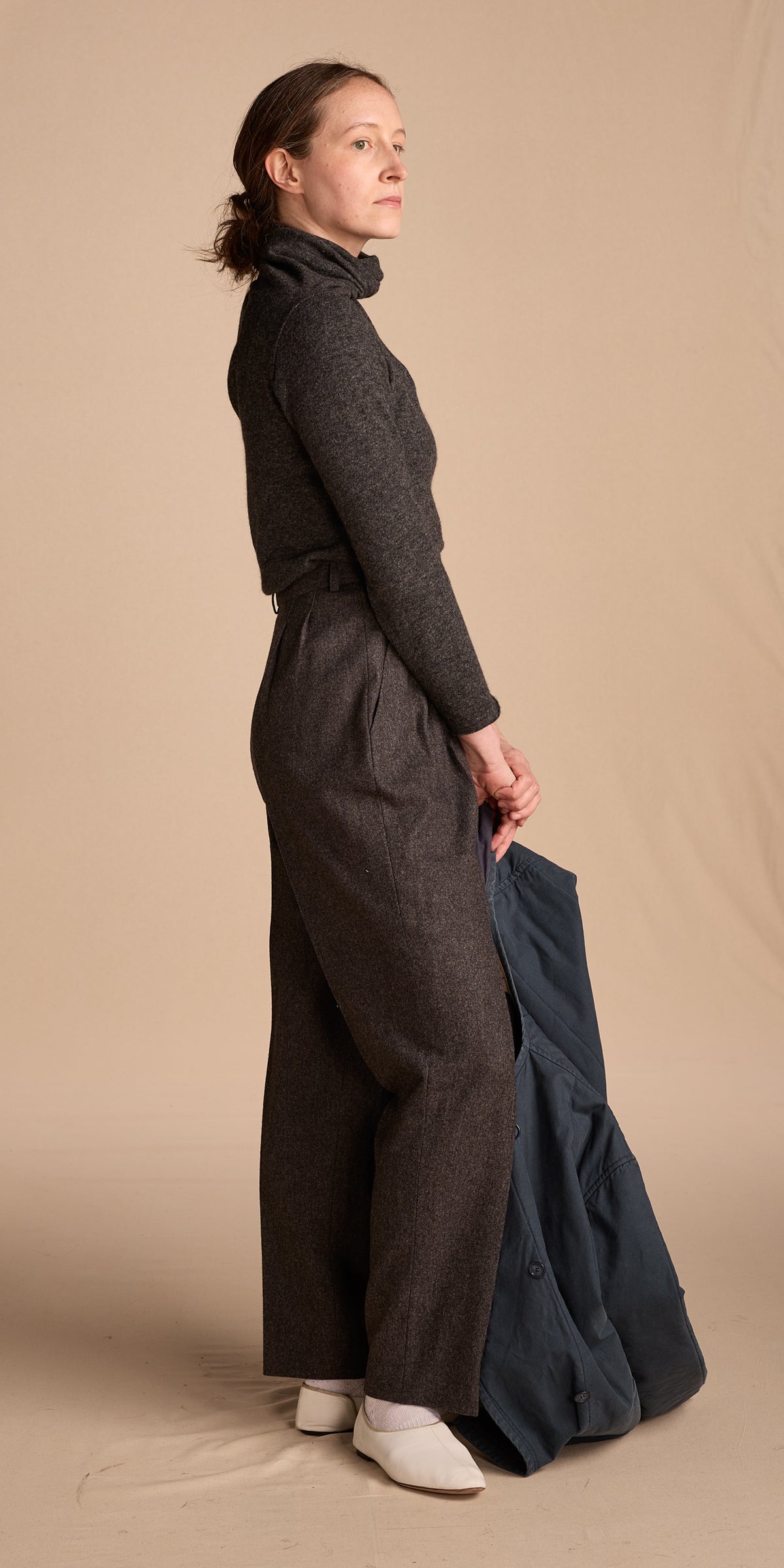 Yves Saint Laurent 1980s Gray Wool Trouser Pants