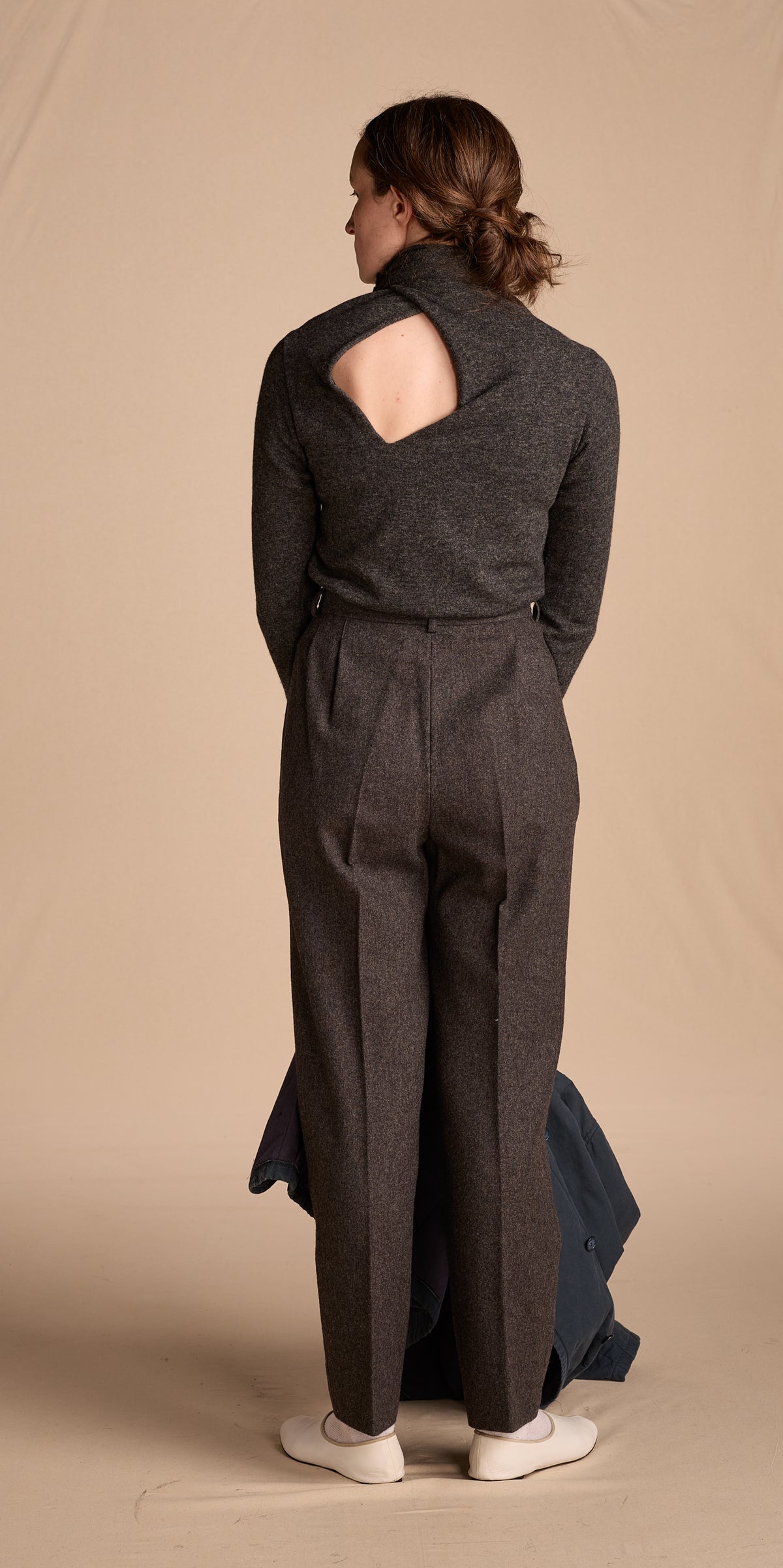 Yves Saint Laurent 1980s Gray Wool Trouser Pants