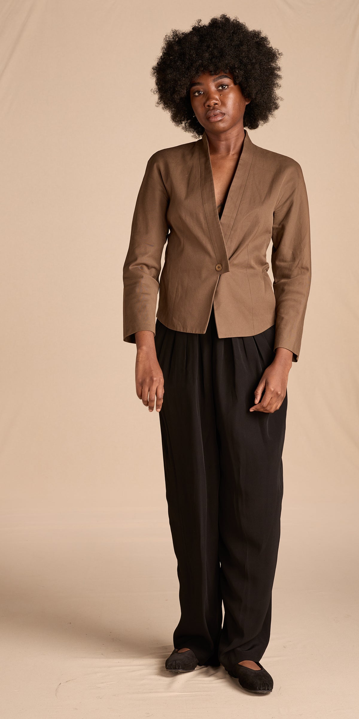 Giorgio Armani c. 1981 Khaki Sateen Jacket