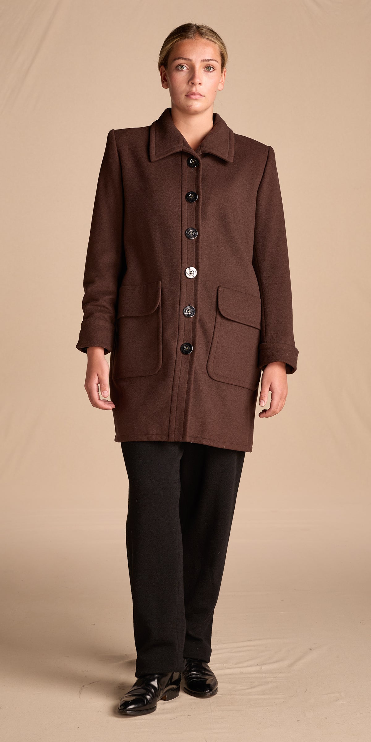 Yves Saint Laurent 1990s Chocolate Brown Wool Coat