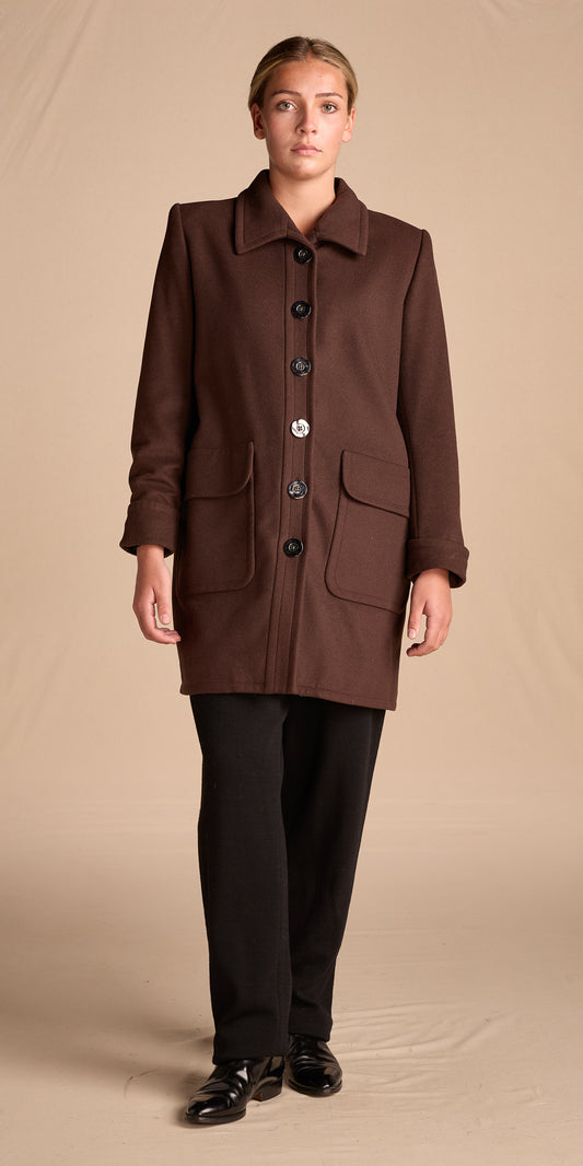 Yves Saint Laurent 1990s Chocolate Brown Wool Coat