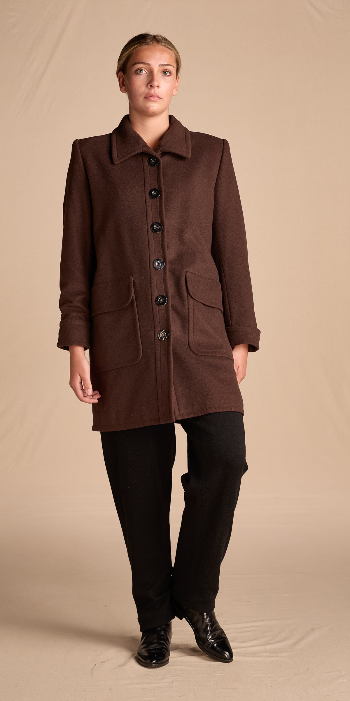 Yves Saint Laurent 1990s Chocolate Brown Wool Coat
