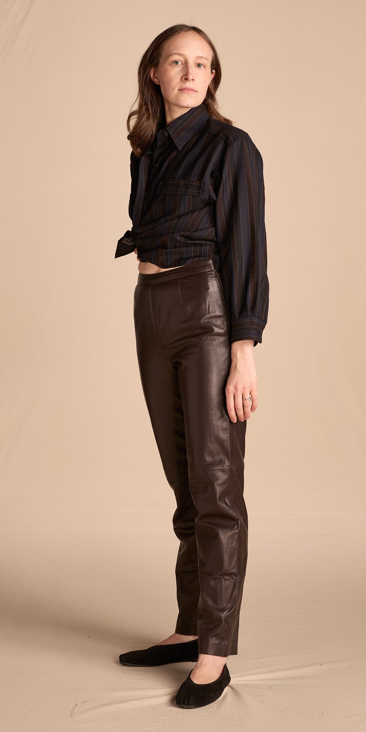 Giorgio Armani 1990s Brown Lambskin Leather Pants