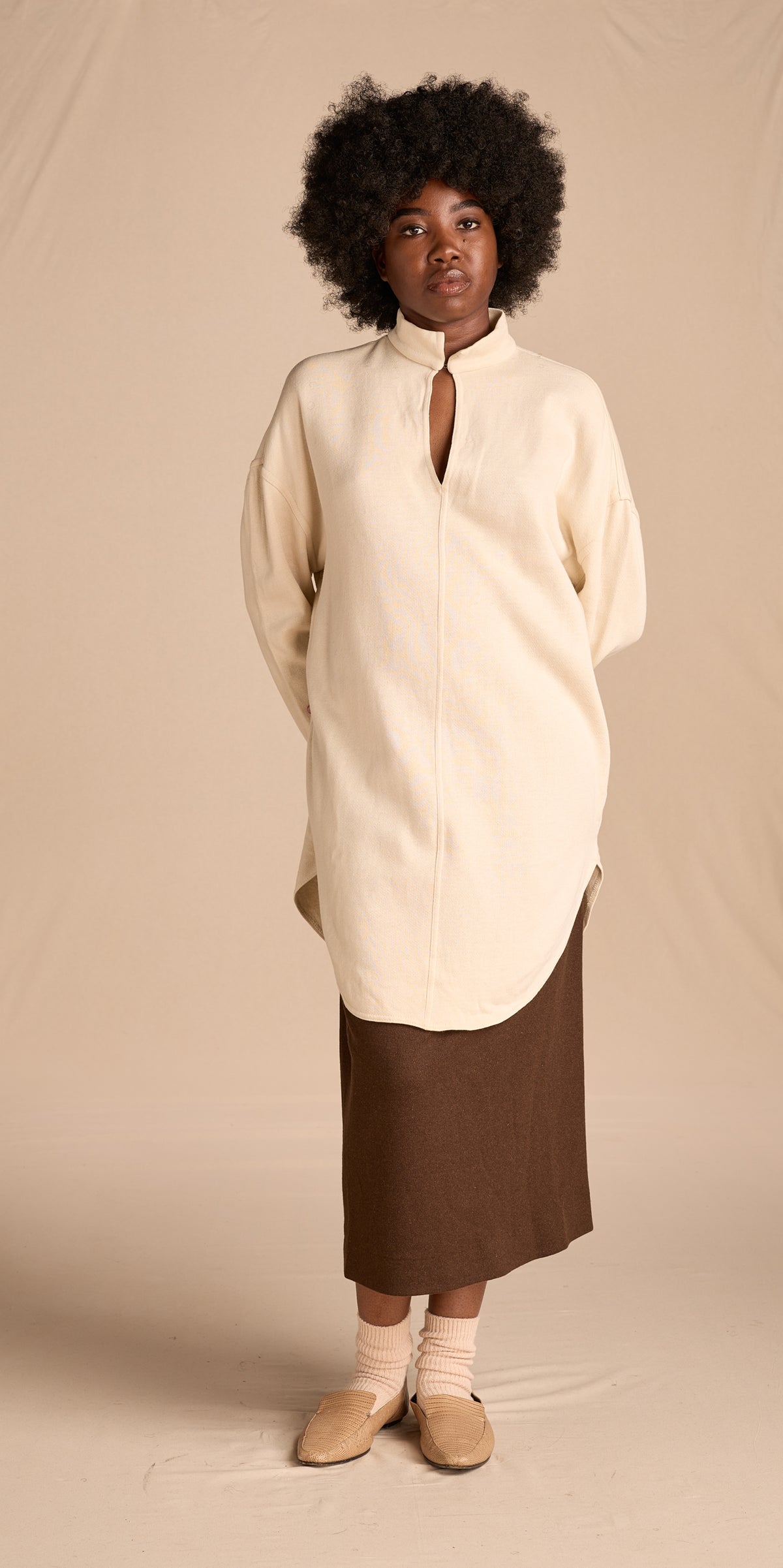 Norma Kamali Early 1980s Oatmeal Cotton Tunic