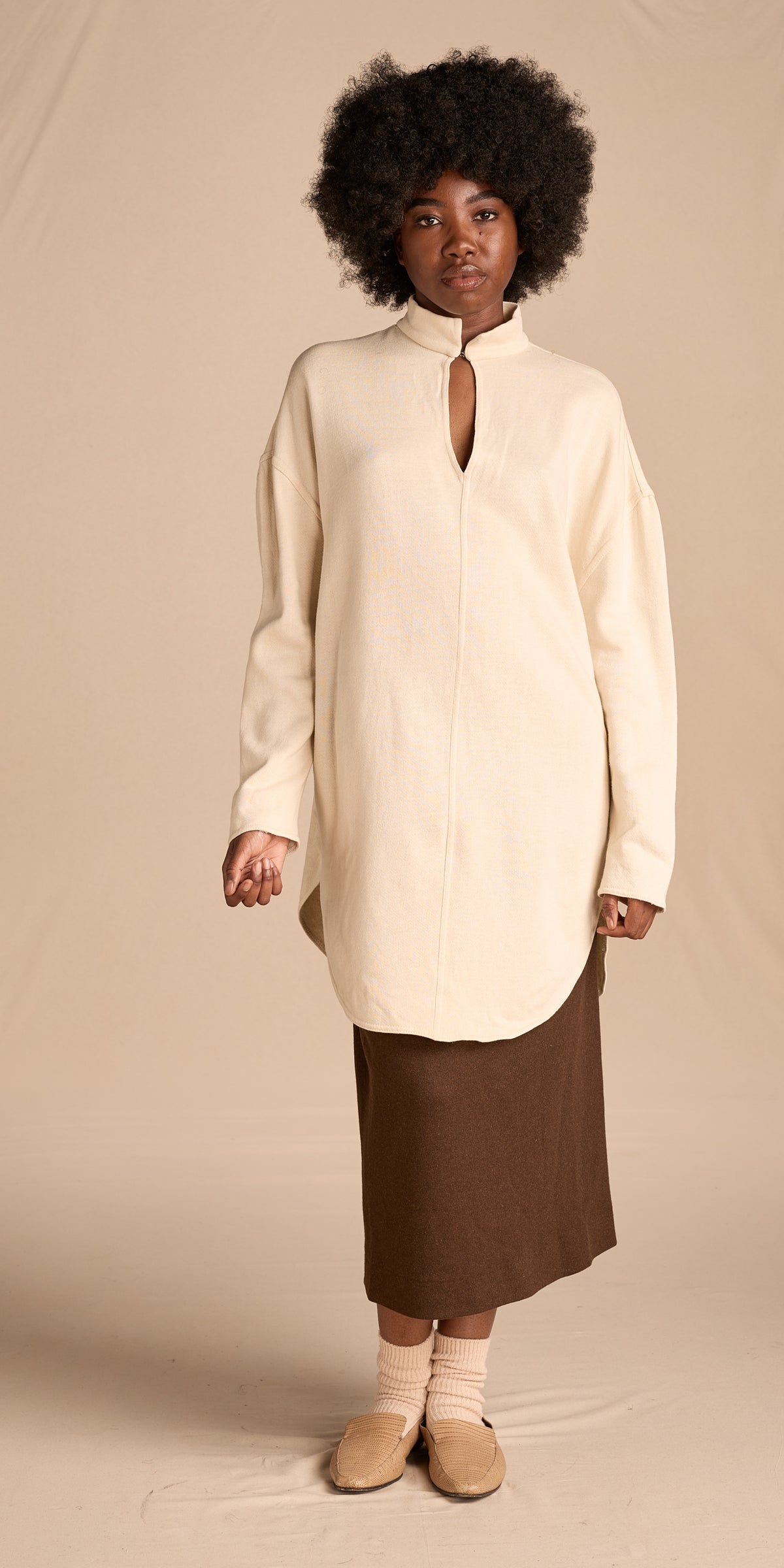 Norma Kamali Early 1980s Oatmeal Cotton Tunic