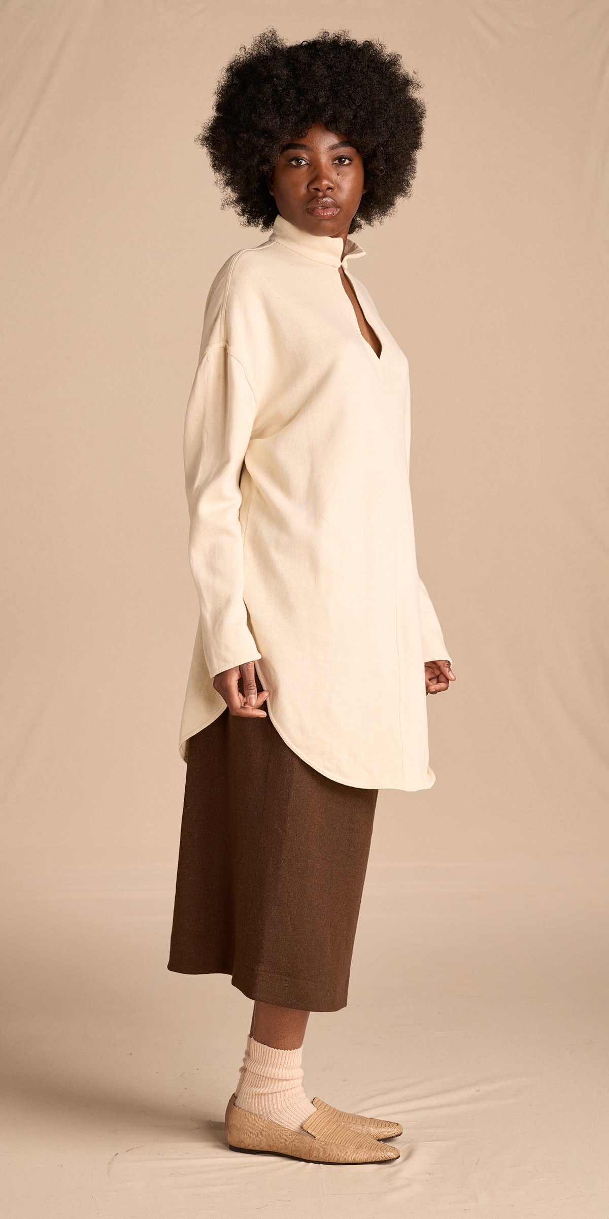 Norma Kamali Early 1980s Oatmeal Cotton Tunic
