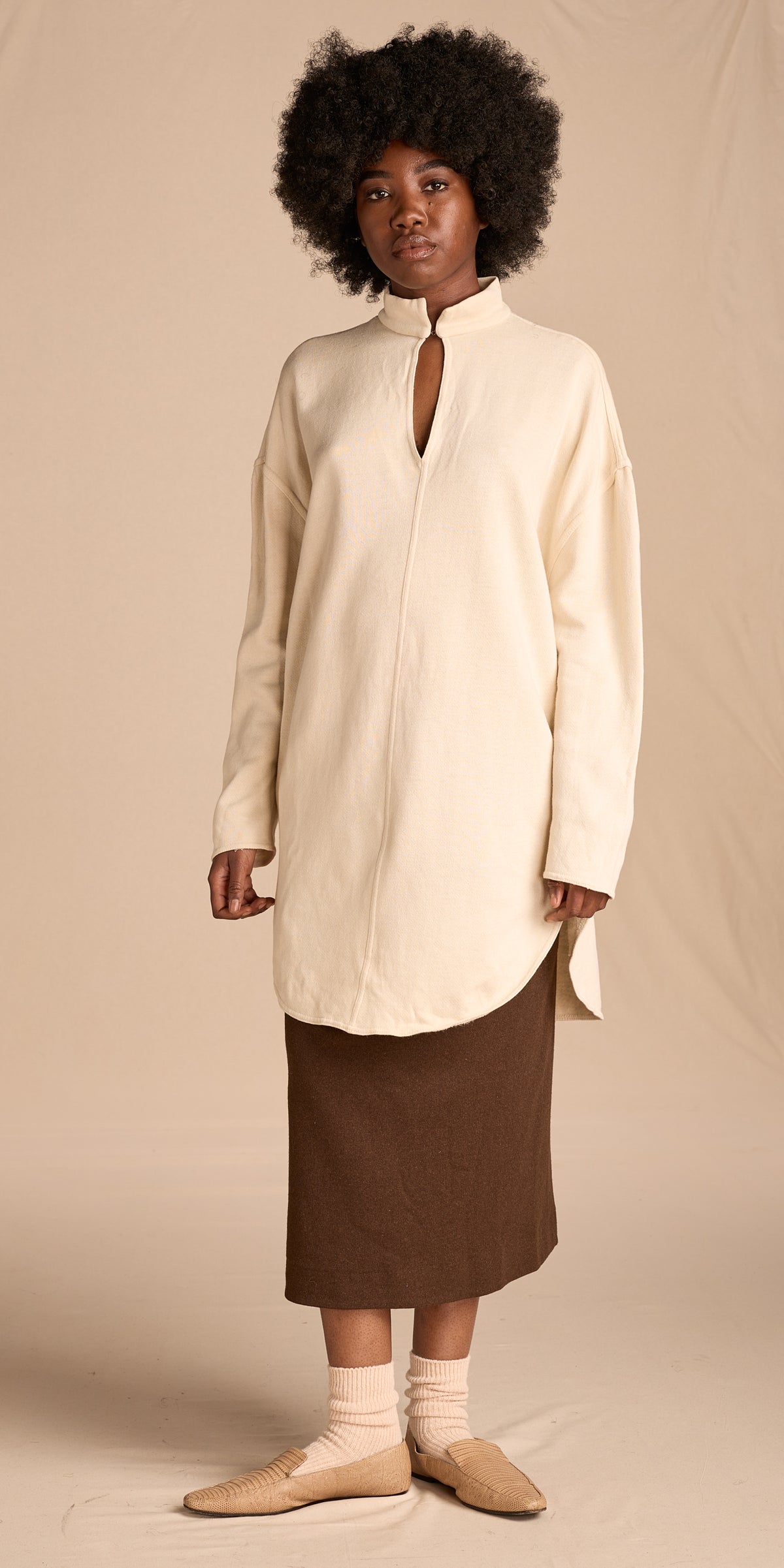 Norma Kamali Early 1980s Oatmeal Cotton Tunic