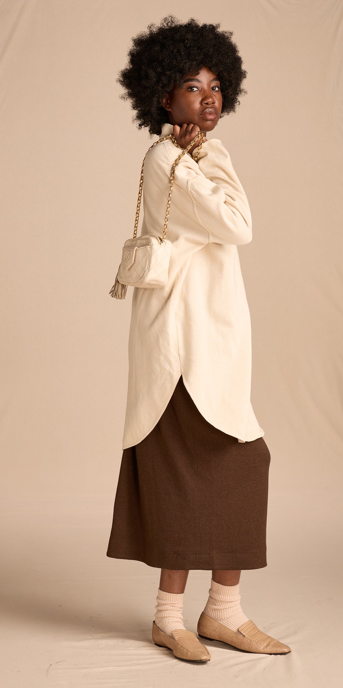 Chanel 1989-1991 Cream Bijoux Chain Camera Bag