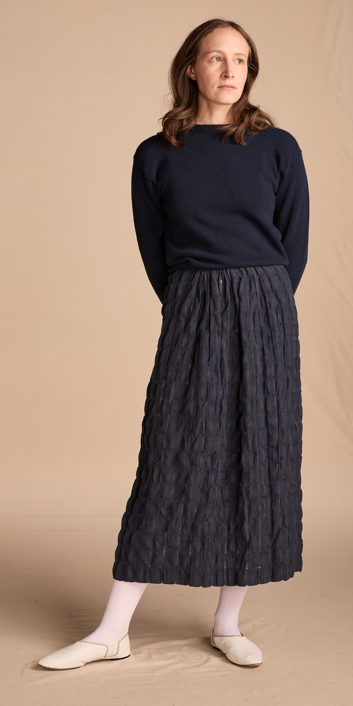 Giorgio Armani 1970s Navy Cotton Skirt